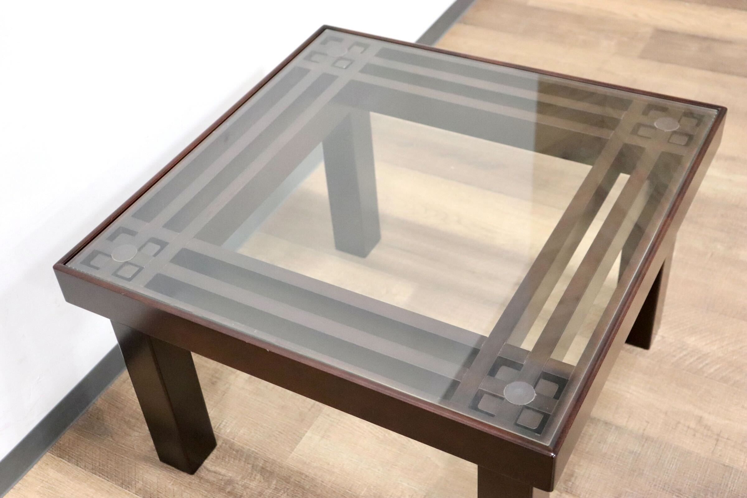 GMGF111○モリシゲ / MORISHIGE トレント サイドテーブル ガラステーブル スクエア 黒漆塗り 応接 和モダン IDC大塚家具 定価33万 展示品