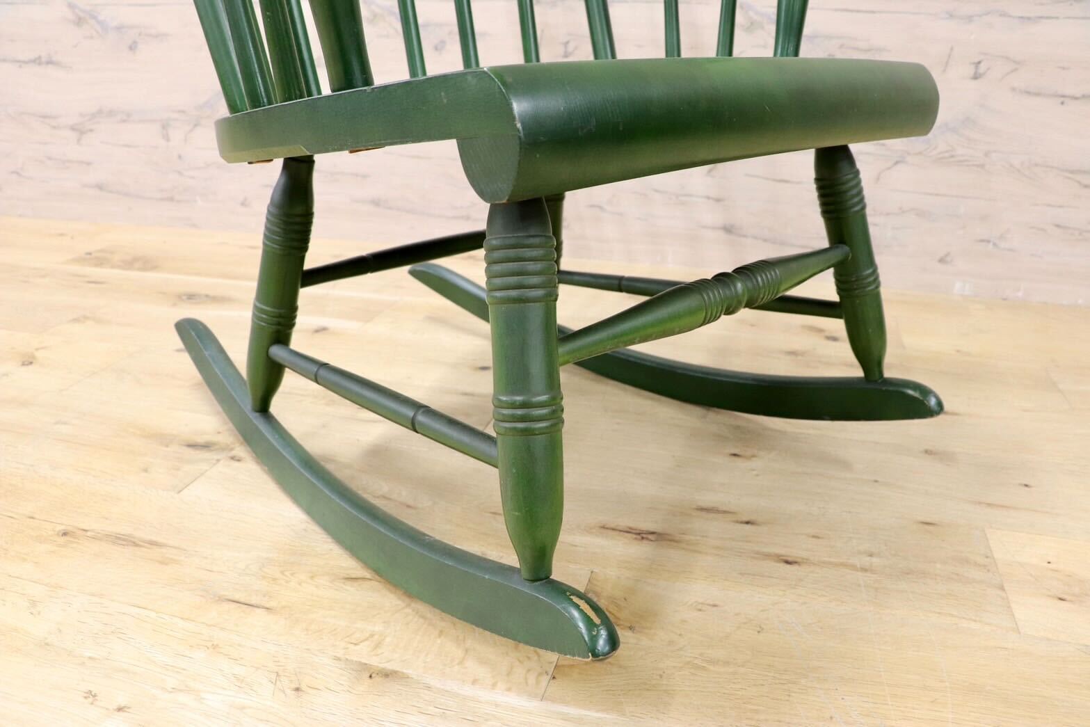 GMIS519○飛騨産業 / HIDA キツツキ ロッキングチェア 揺り椅子 飛騨家具 レトロ カントリー アンティーク ヴィンテージ 木製 グリーン
