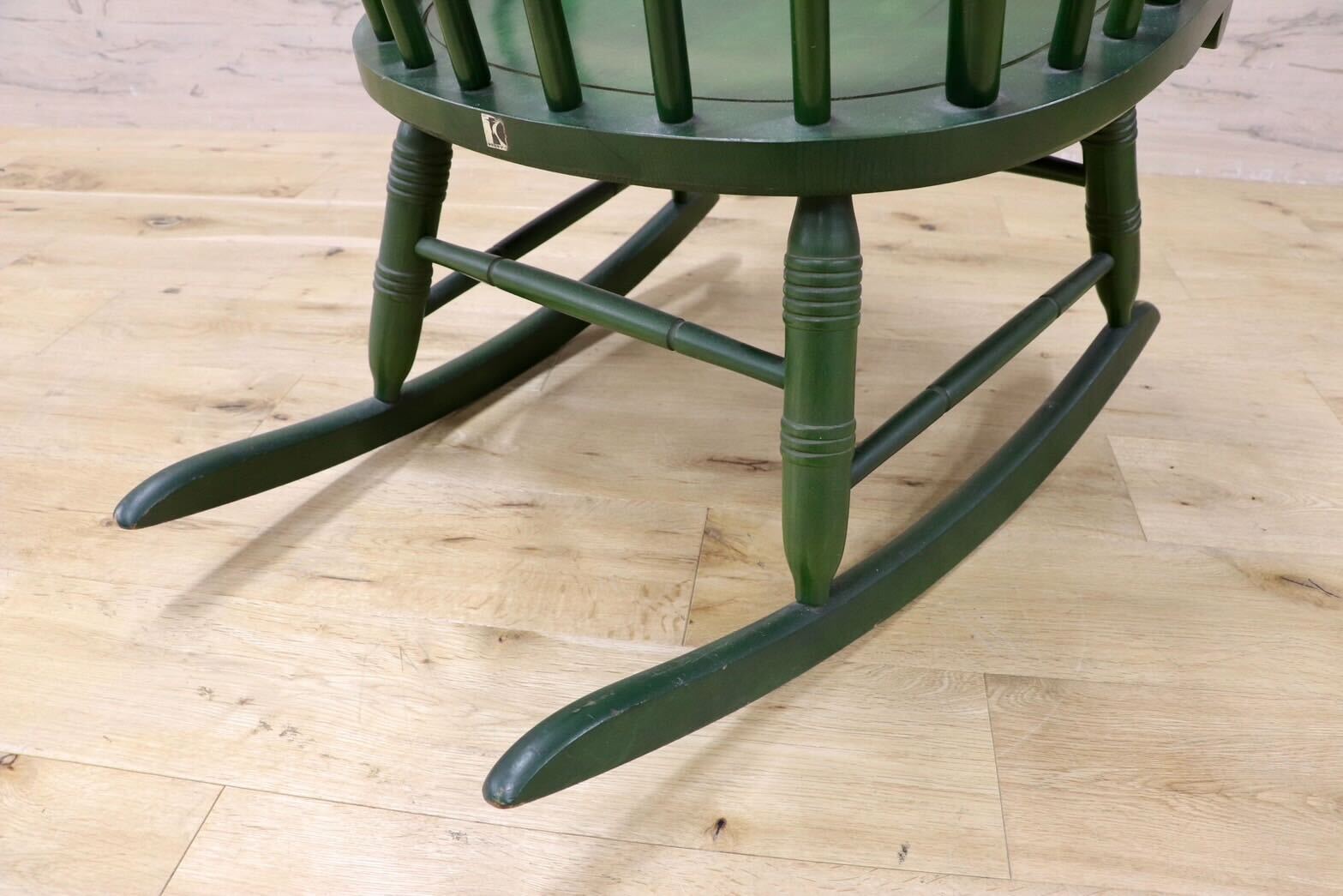 GMIS519○飛騨産業 / HIDA キツツキ ロッキングチェア 揺り椅子 飛騨家具 レトロ カントリー アンティーク ヴィンテージ 木製 グリーン
