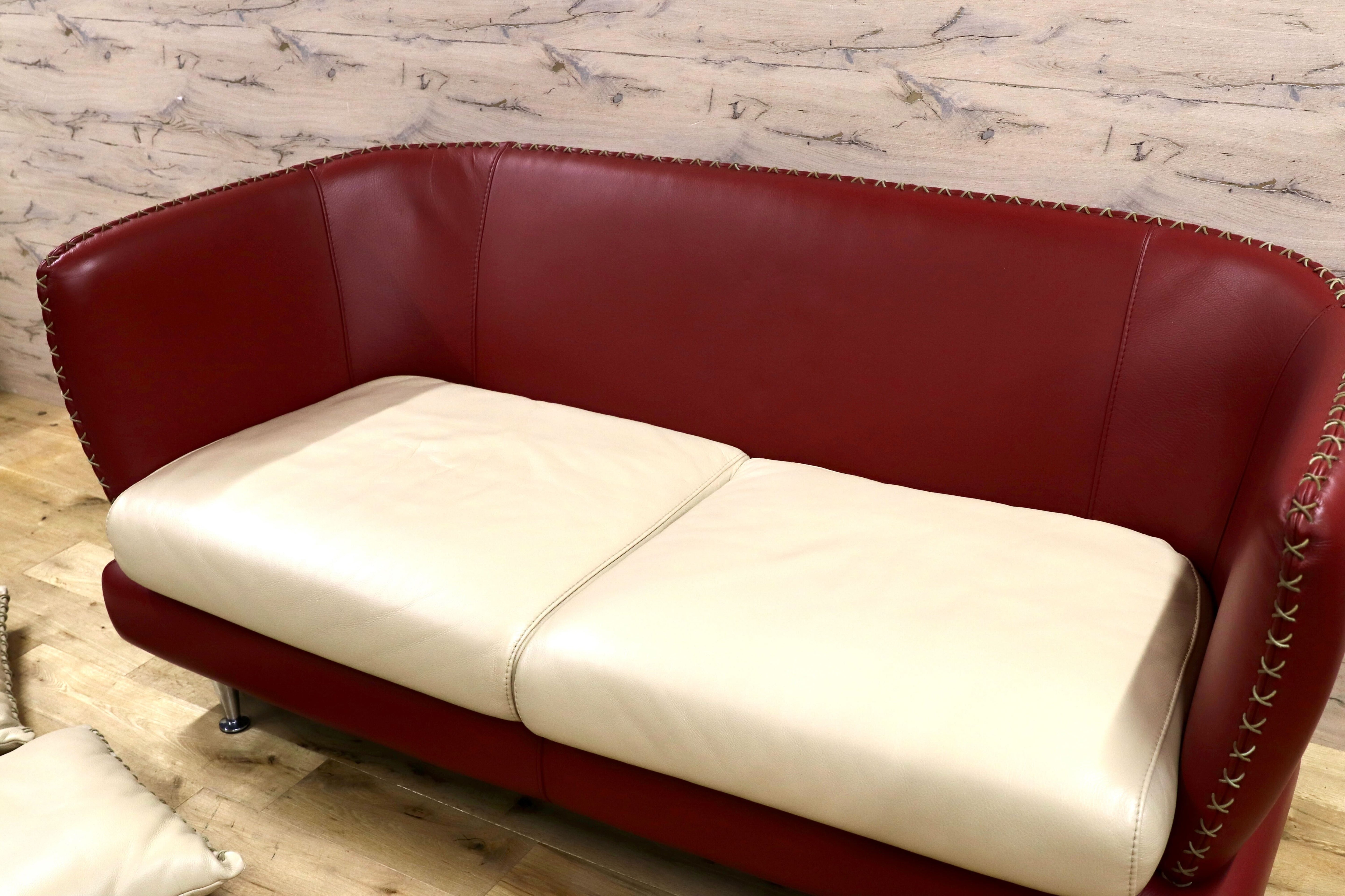 GMHK102○Formenti / フォルメンティ 2人掛けソファ ラブソファ イタリア製 本革 最高級 モダン 稀少 定価約100万 検)cassina b&b arflex