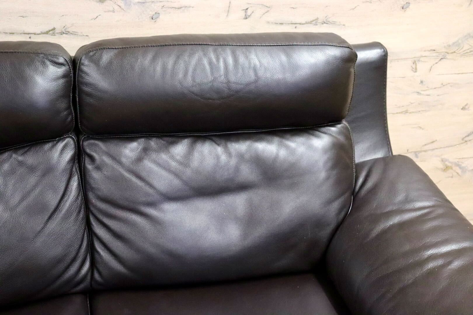 GMHN178○VIOLINO / ヴァイオリーノ 2人掛けソファ ラブソファ 長椅子 本革 ダークブラウン モダン 高級家具 定価約18万