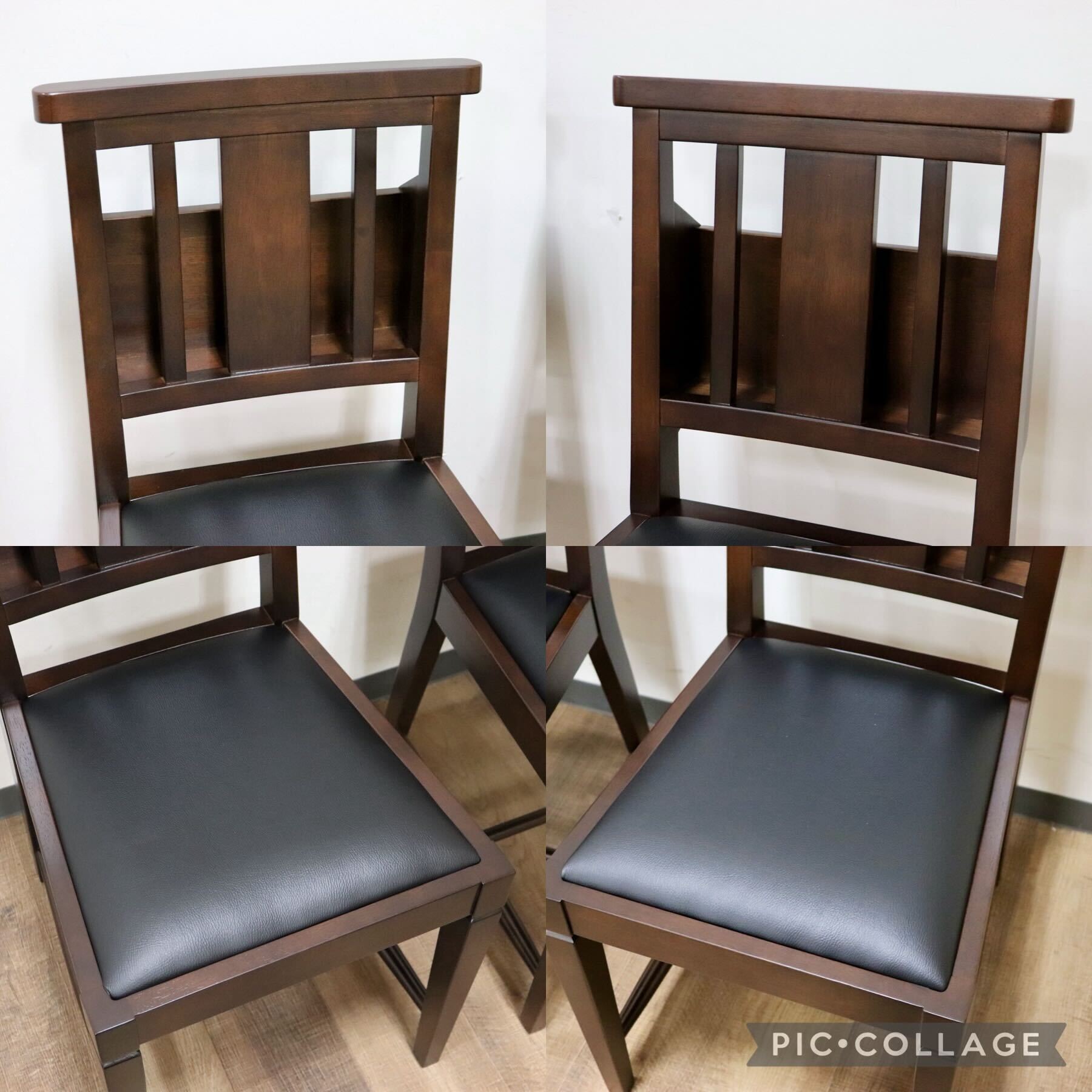 GMGN342L○CHERRY FURNITURE / 桜屋工業 ダイニングチェア チャーチチェア マガジンラック 合皮 ダークブラウン 2脚セット モダン 未使用品