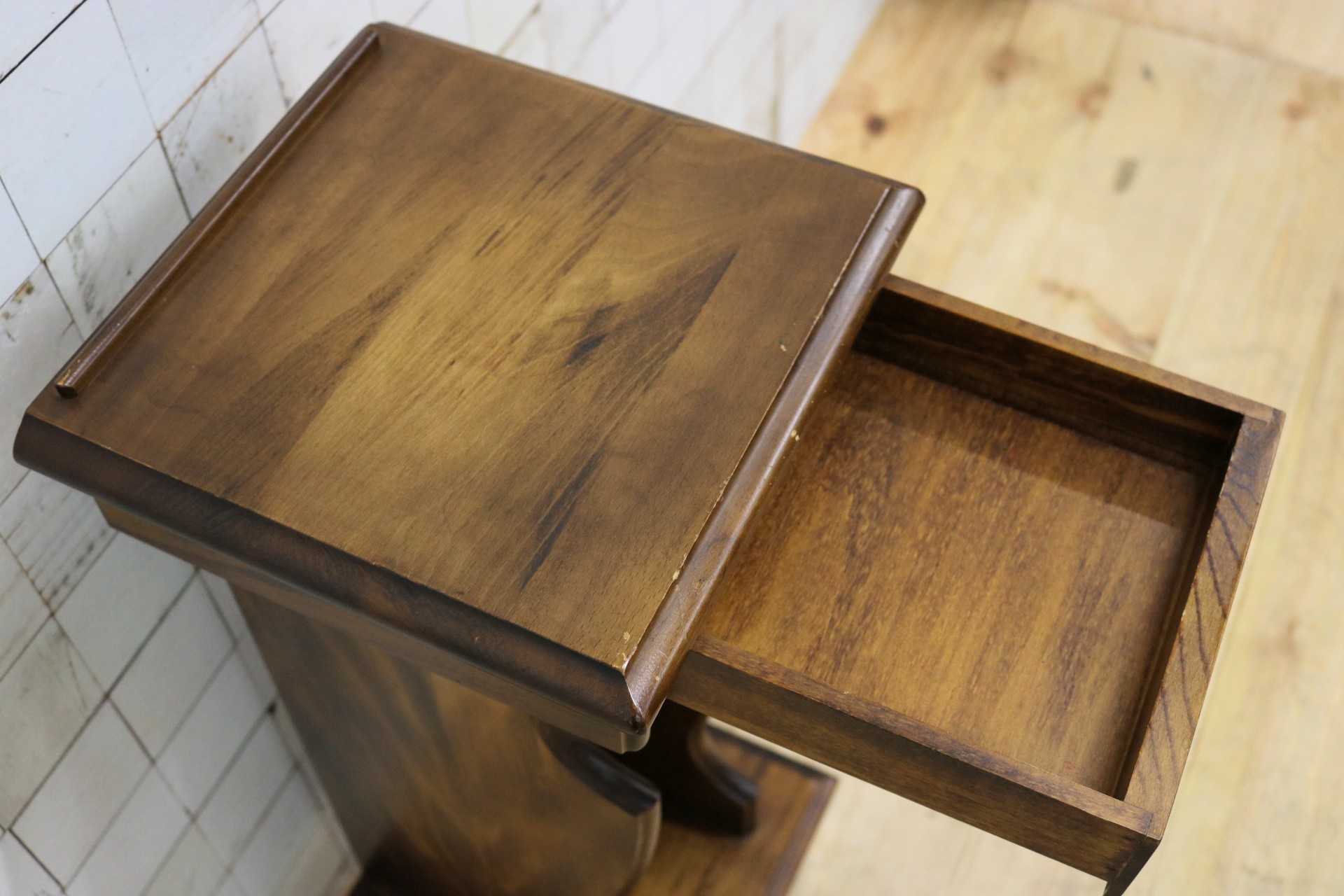 GMFS387○karimoku / カリモク オールドカリモク 電話台 花台 飾り棚 引き出し ベッドサイド 小物入れ レトロ ビンテージ 国産家具