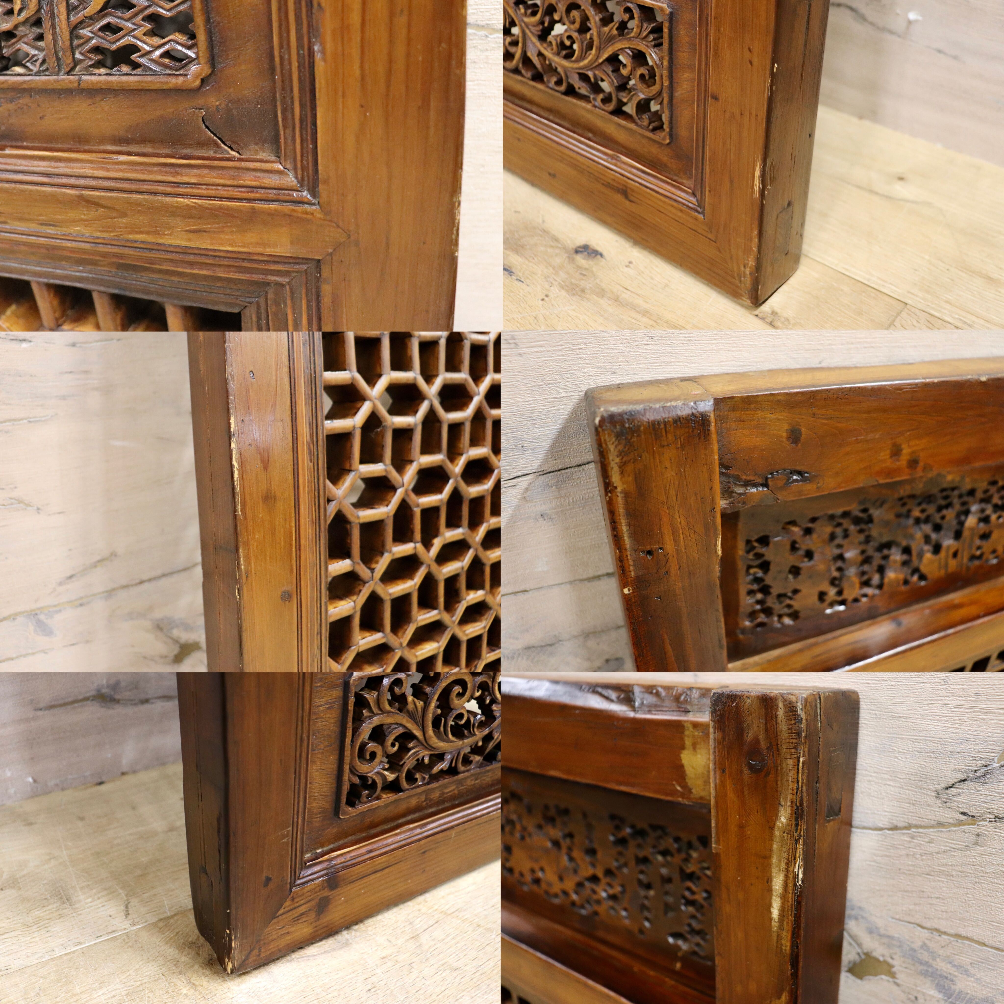 GMHK836I○中国アンティーク 建具 木製 古材 ヴィンテージ 古道具 古美術 インテリア 衝立 彫刻