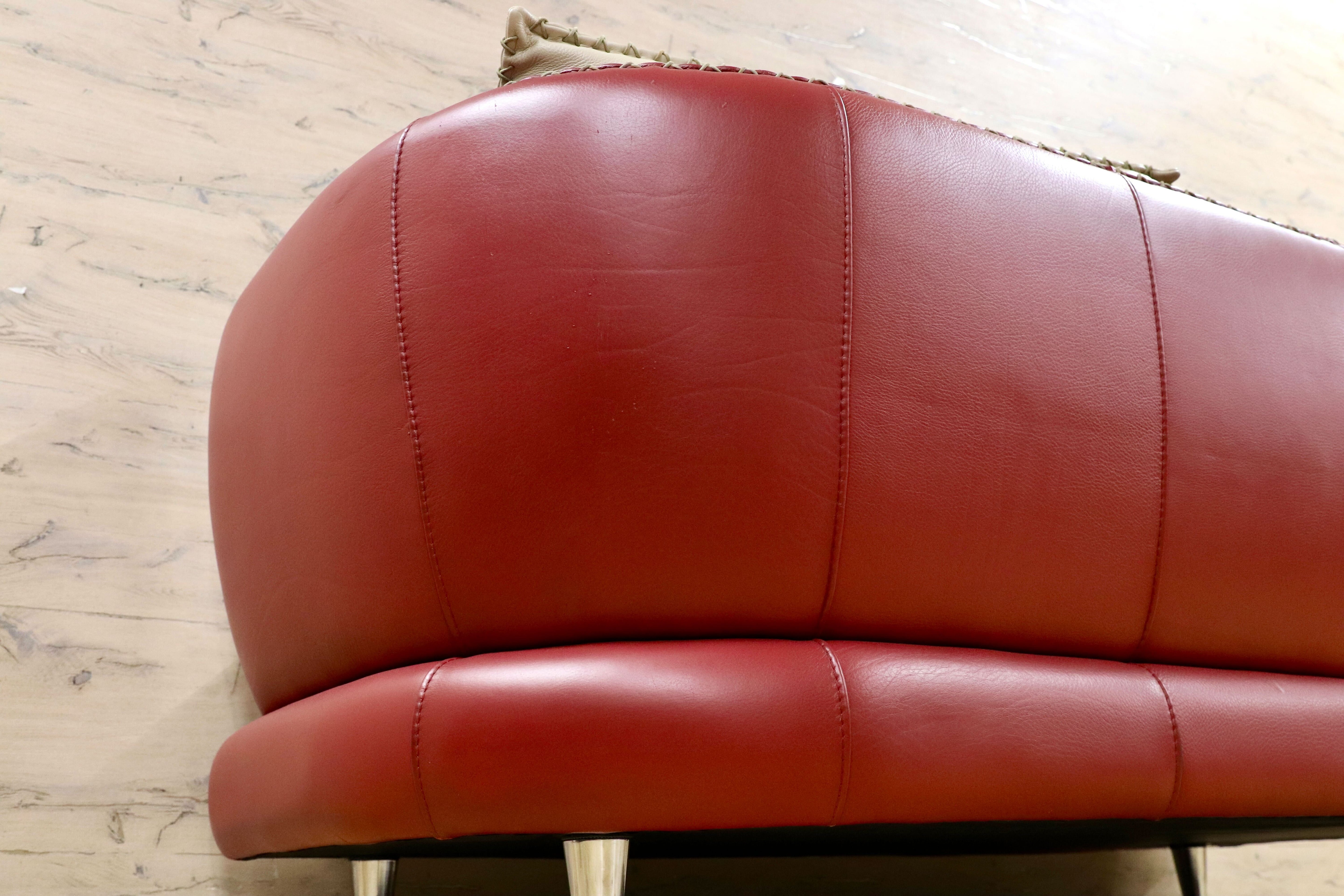 GMHK102○Formenti / フォルメンティ 2人掛けソファ ラブソファ イタリア製 本革 最高級 モダン 稀少 定価約100万 検)cassina b&b arflex