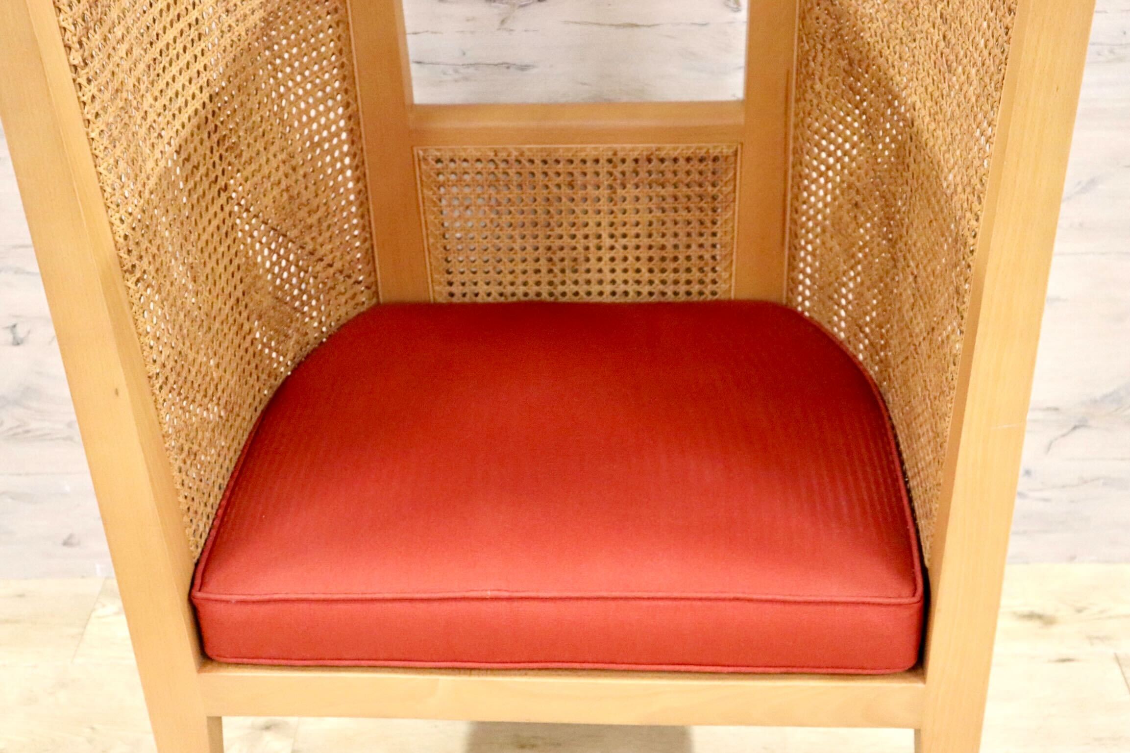 GMHO17○Hilton McConnico ヒルトンマッコニコ デザイナーズチェア ラウンジチェア 椅子 ハイバック ファブリック ラタン 籐 定価約60万