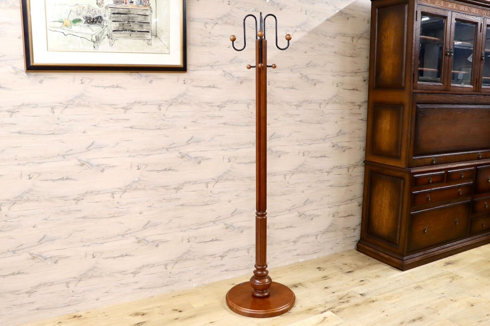 GMIS526○karimoku / カリモク コートハンガー ポールハンガー 帽子掛け ミッドセンチュリー ヴィンテージ 木製 国産家具