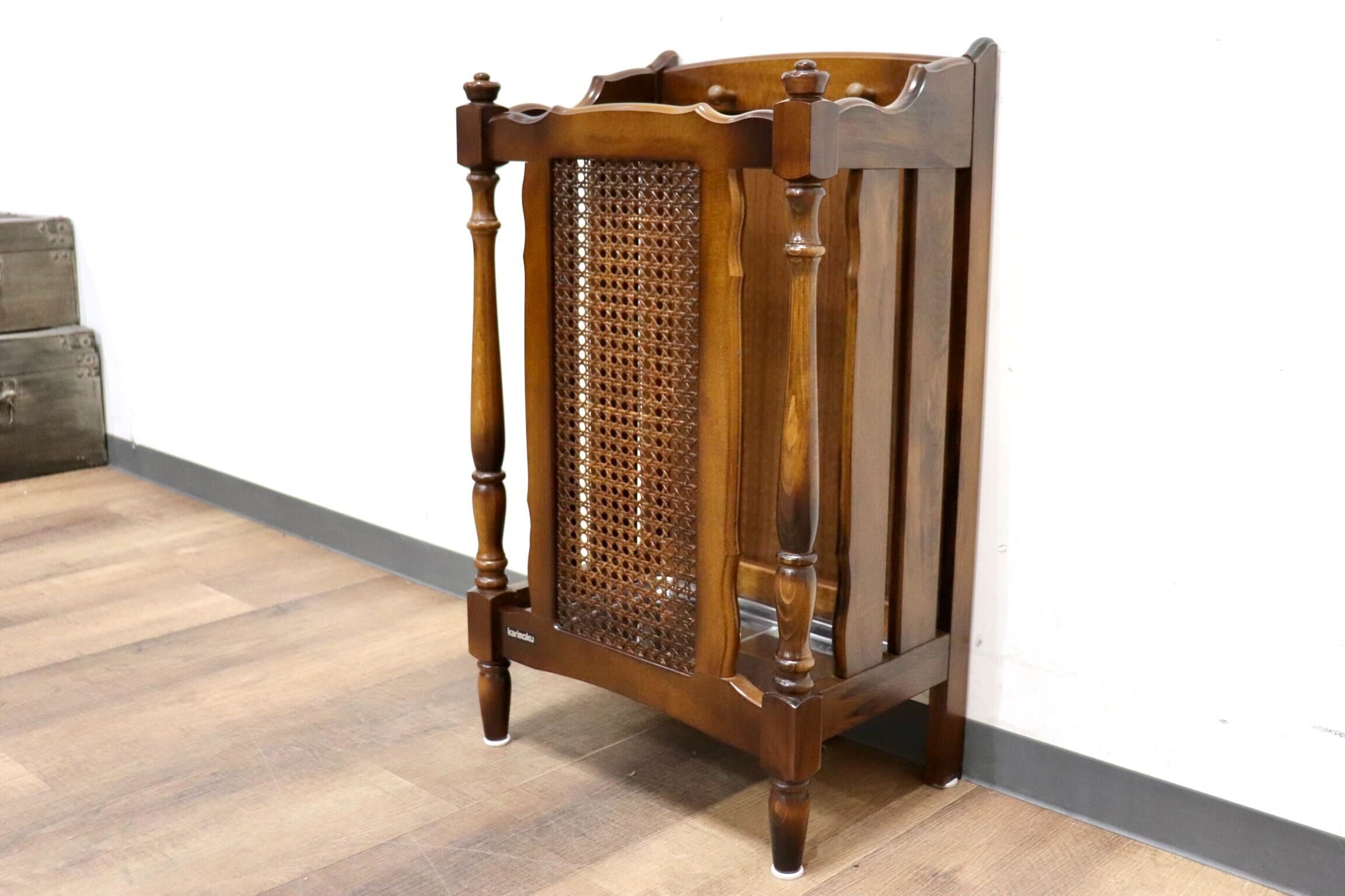 GMHS279E○karimoku / カリモク 傘立て アンブレラスタンド 玄関収納 収納家具 ラタン 籐 ブナ材 レトロ カントリー 国産家具