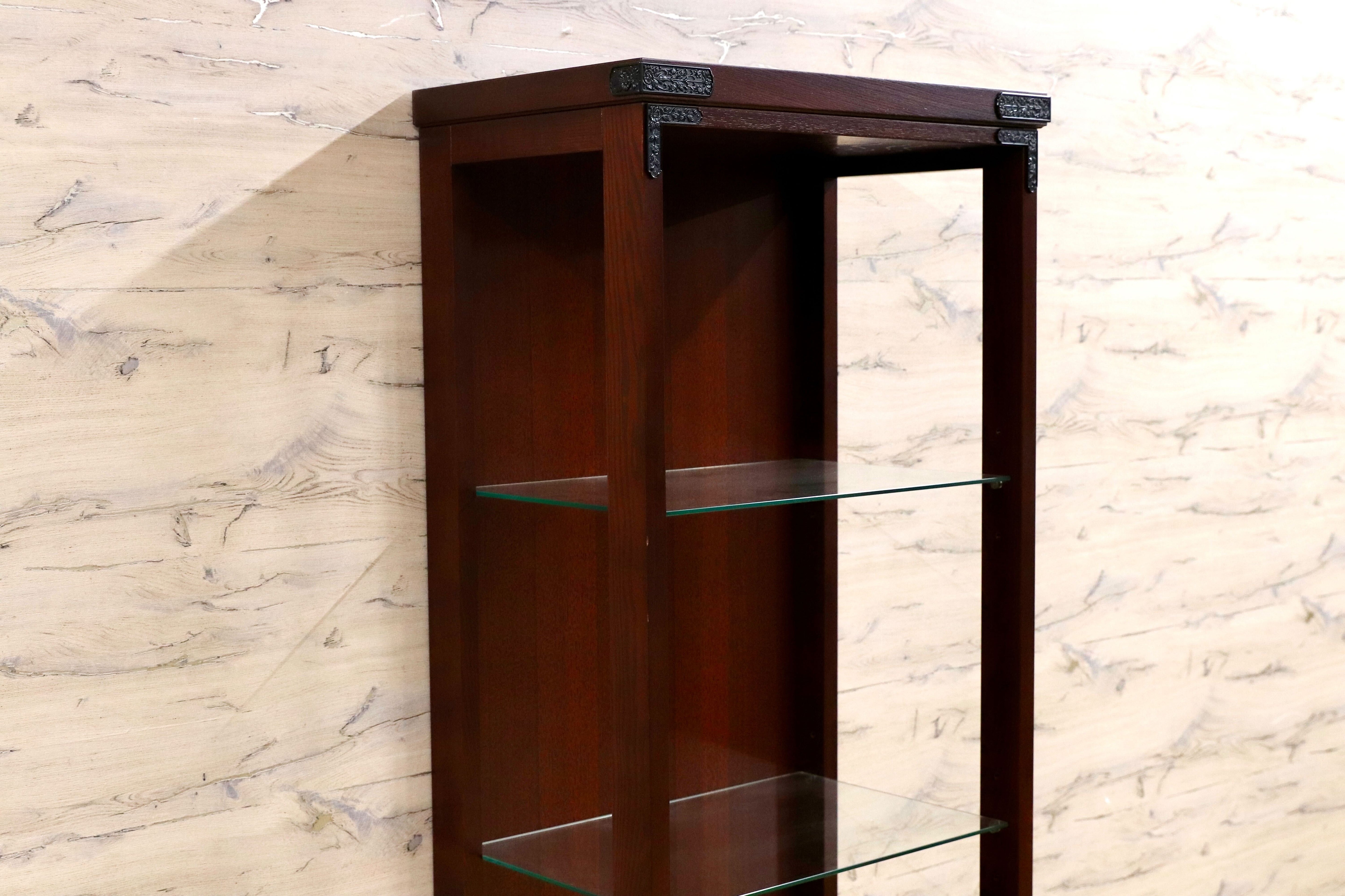 GMIS453○吉野民芸 飾り棚 キャビネット 60 民藝 和モダン レトロ アンティーク 和室 座敷 欅材 展示在庫品