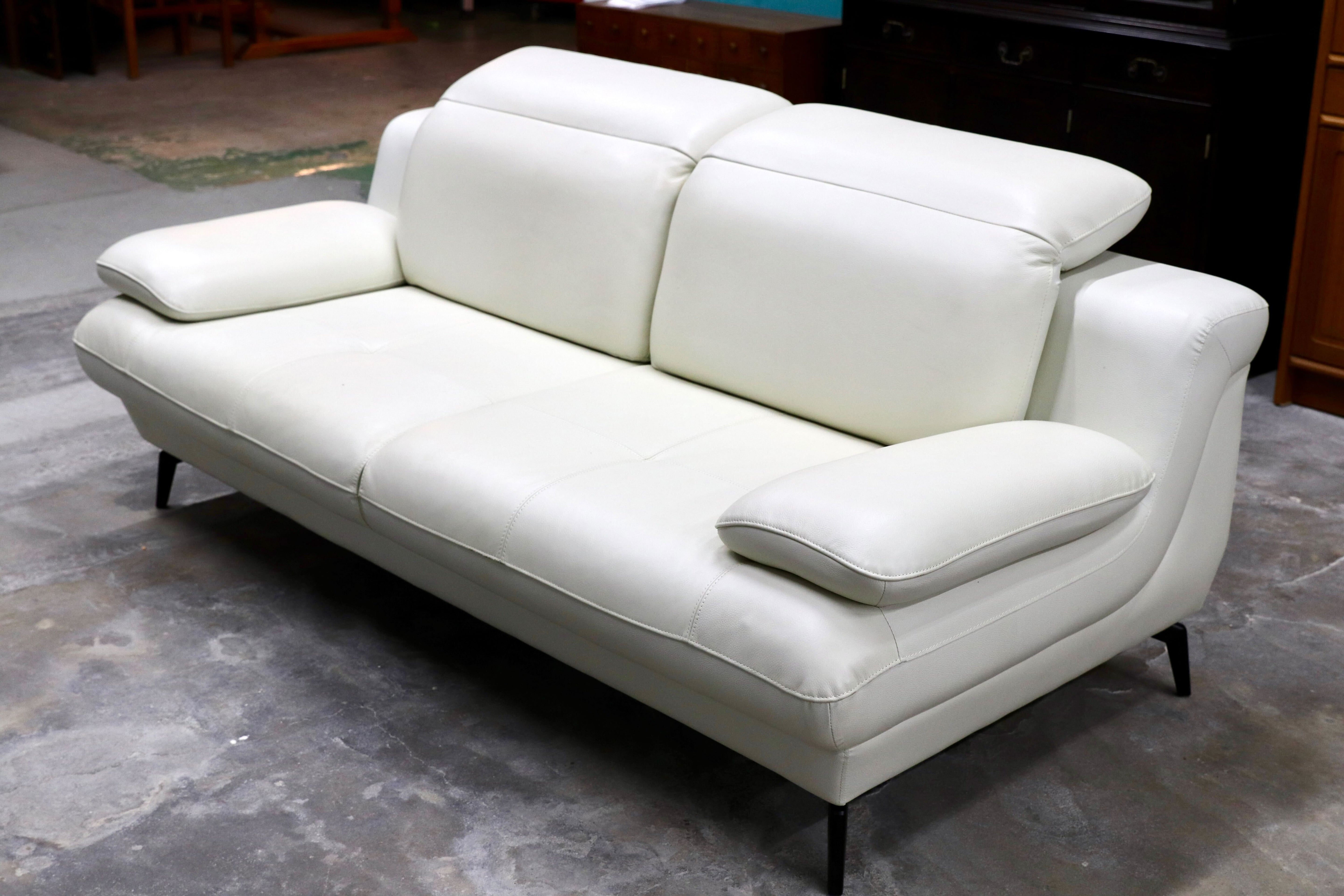 GMIK314A○3人掛けソファ トリプルソファ 前革 ホワイト スタイリッシュモダン ハイバック レザー 定価16.8万