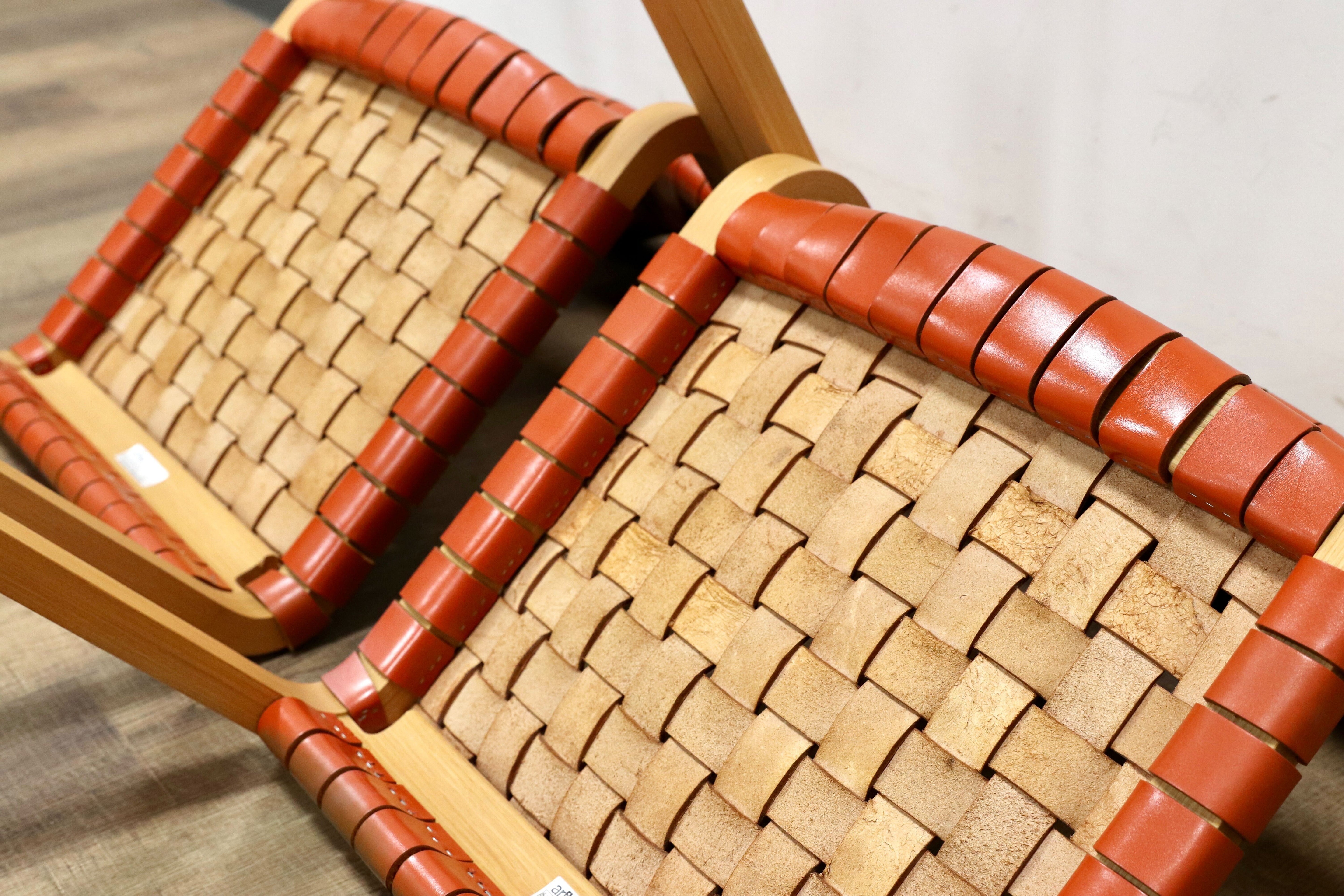 GMGN514C○arflex / アルフレックス NTチェア アームチェア 椅子 革張り 川上元美 イタリア モダン ヴィンテージ 約30万 2脚セット