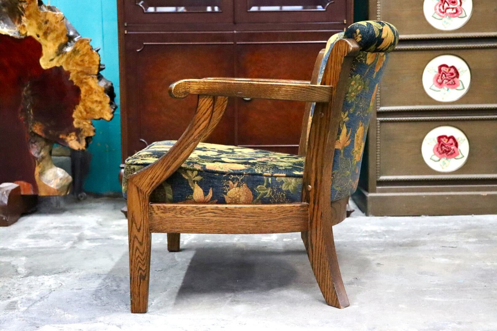 GMJS108○三越家具 Brugge ブルージュ シングルソファ アームチェア 1人掛けチェア ファブリック 花柄 椅子 国産家具