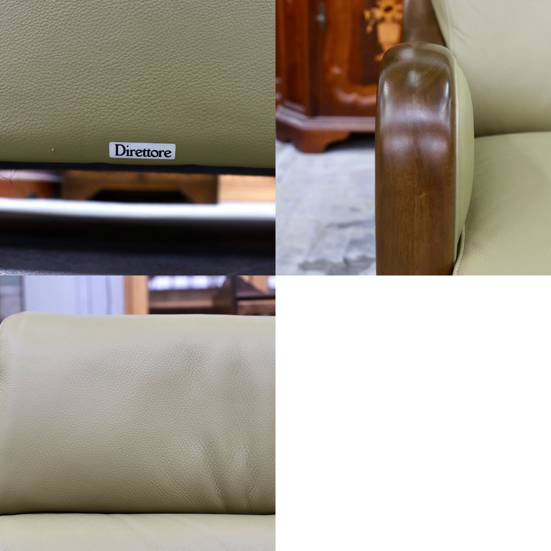 GMHK755C○karimoku / カリモク Direttore ディレトーレ 3人掛けソファ トリプルソファ 長椅子 本革 オリーブ色 国産家具