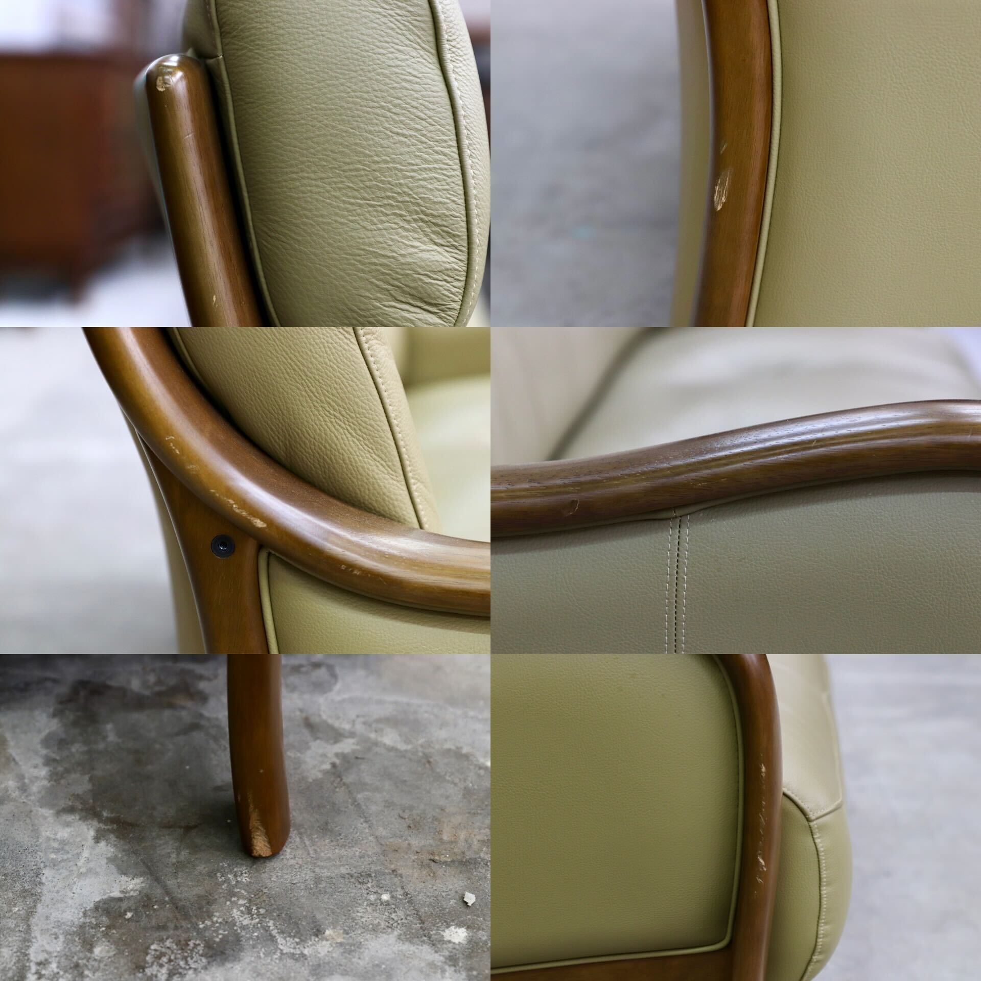 GMHK755C○karimoku / カリモク Direttore ディレトーレ 3人掛けソファ トリプルソファ 長椅子 本革 オリーブ色 国産家具