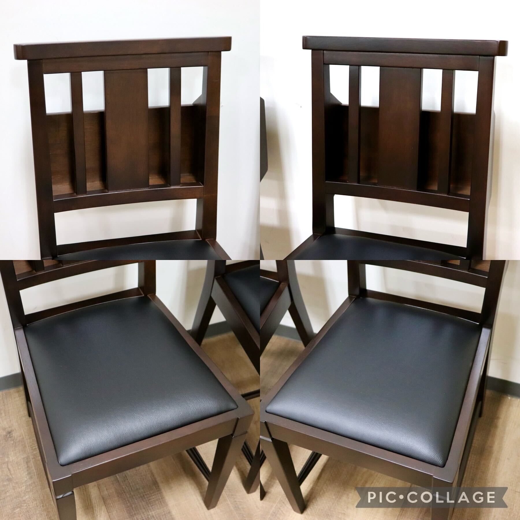 GMGN342N○CHERRY FURNITURE / 桜屋工業 ダイニングチェア チャーチチェア マガジンラック 合皮 ダークブラウン 2脚セット モダン 未使用品