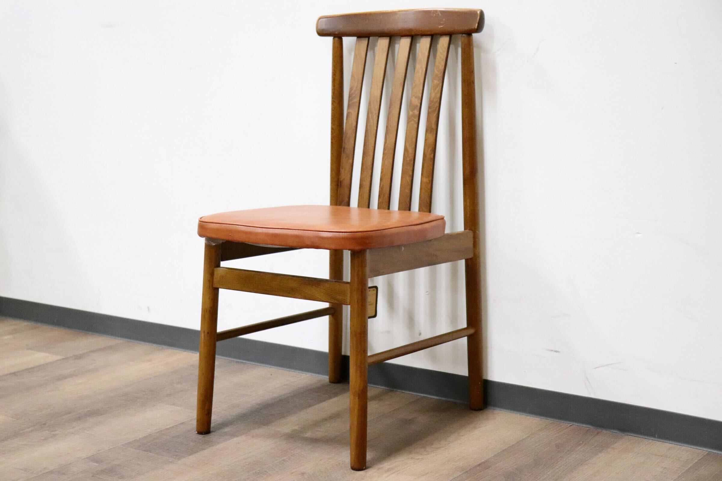 GMGH470C○MATSUDA / 松田家具 ダイニングチェア 食卓椅子 ライトブラウン 合皮 大川家具 レトロ アンティーク 昭和レトロ