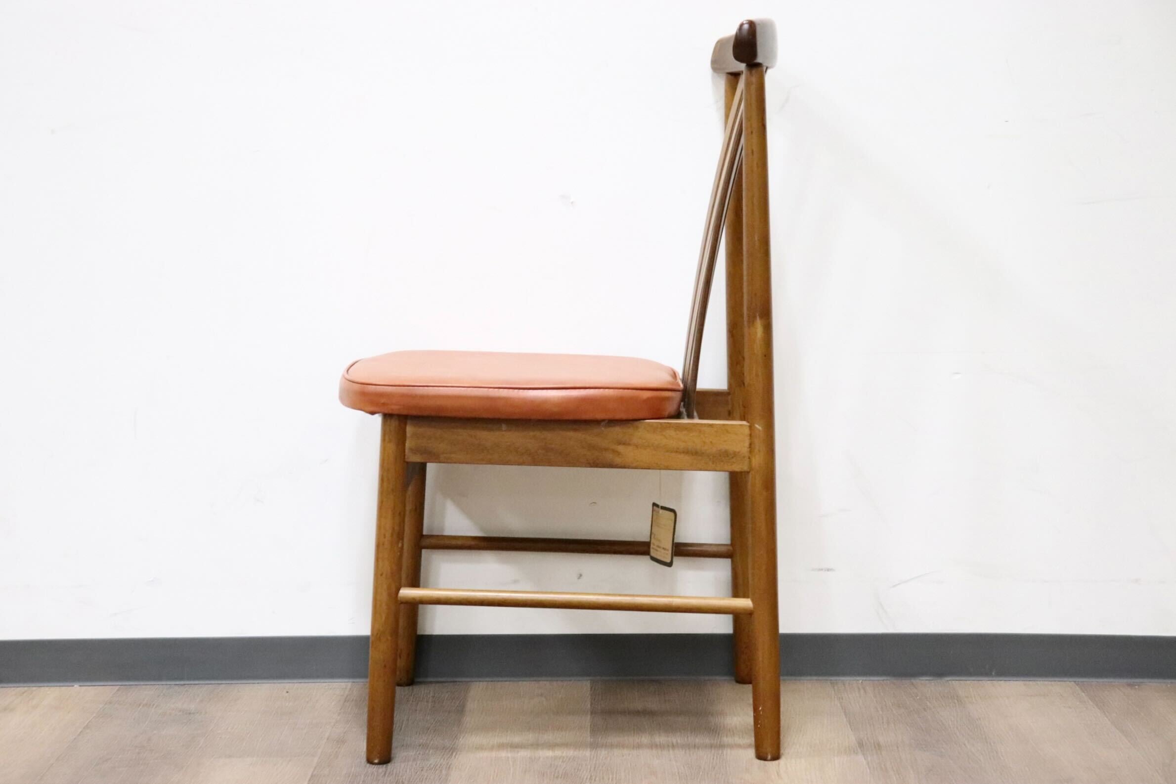 GMGH470C○MATSUDA / 松田家具 ダイニングチェア 食卓椅子 ライトブラウン 合皮 大川家具 レトロ アンティーク 昭和レトロ