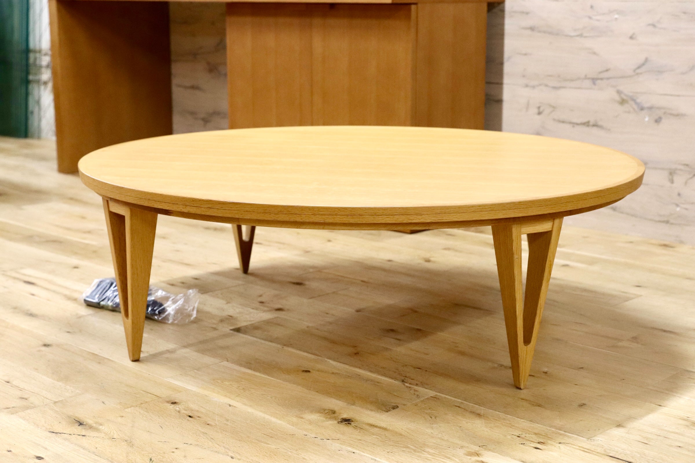 GMJH74○日進木工 nissin ACTUS / アクタス FK-1 リビングテーブル こたつ 円形 直径120cm オーク材 飛騨高山 北欧モダン 定価約23.7万円〜