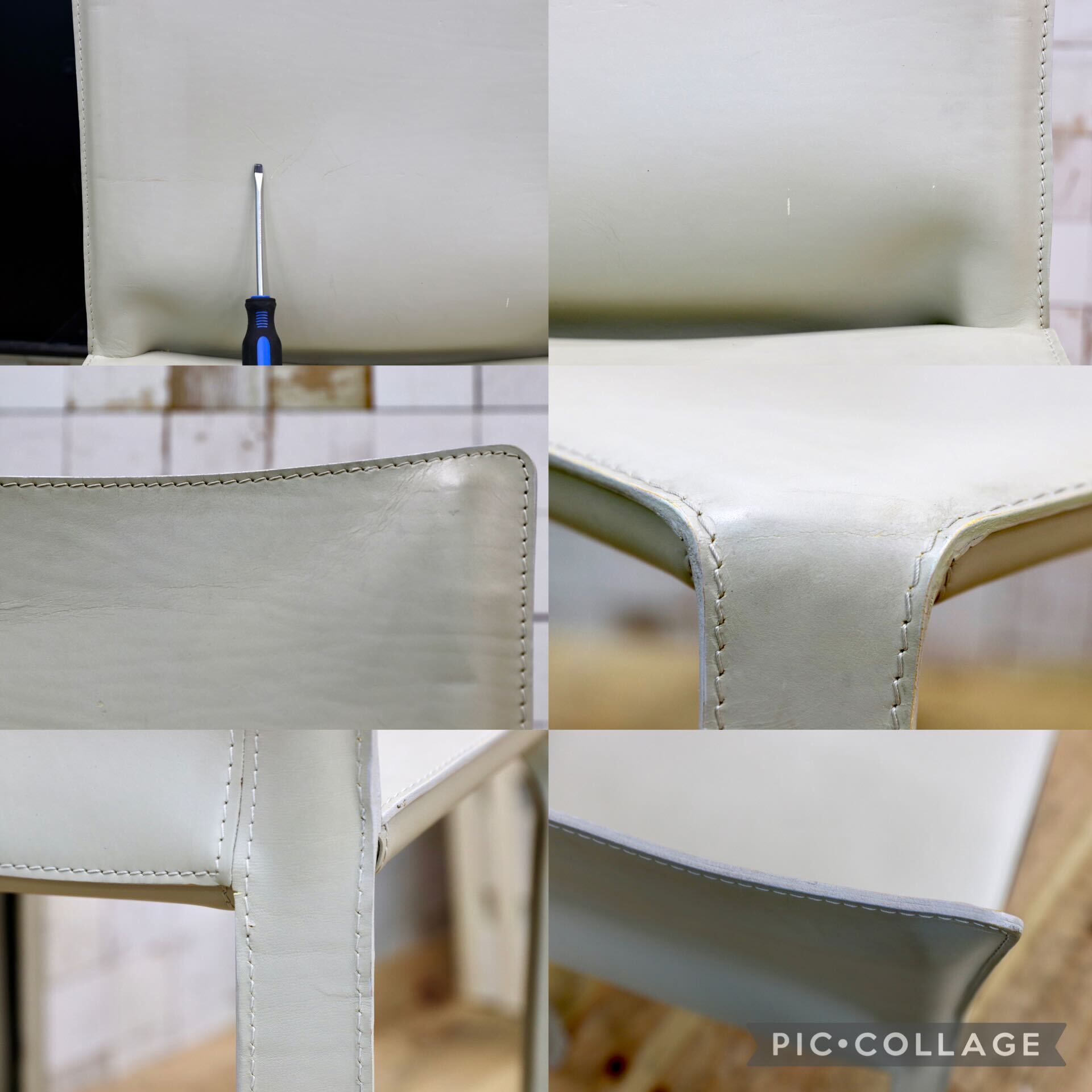 GMIO74D○Cassina / カッシーナ 413 CAB キャブチェア マリオ・ベリーニ 椅子 マットアイボリー レザー イタリアモダン 定価30.8万