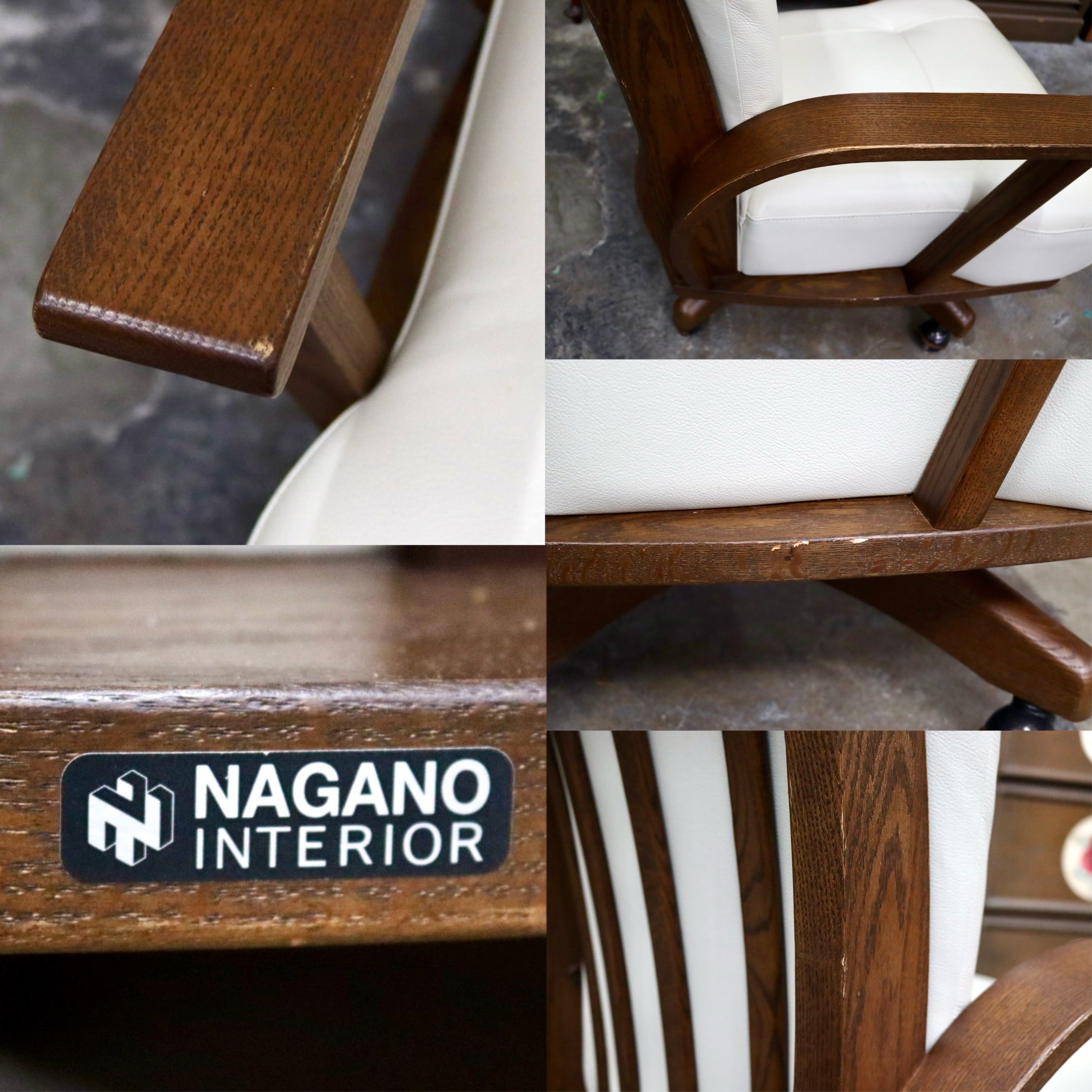GMJH203D○NAGANO INTERIOR/ナガノインテリア 回転椅子 アームチェア キャスター ダイニングチェア 合皮 北欧スタイル