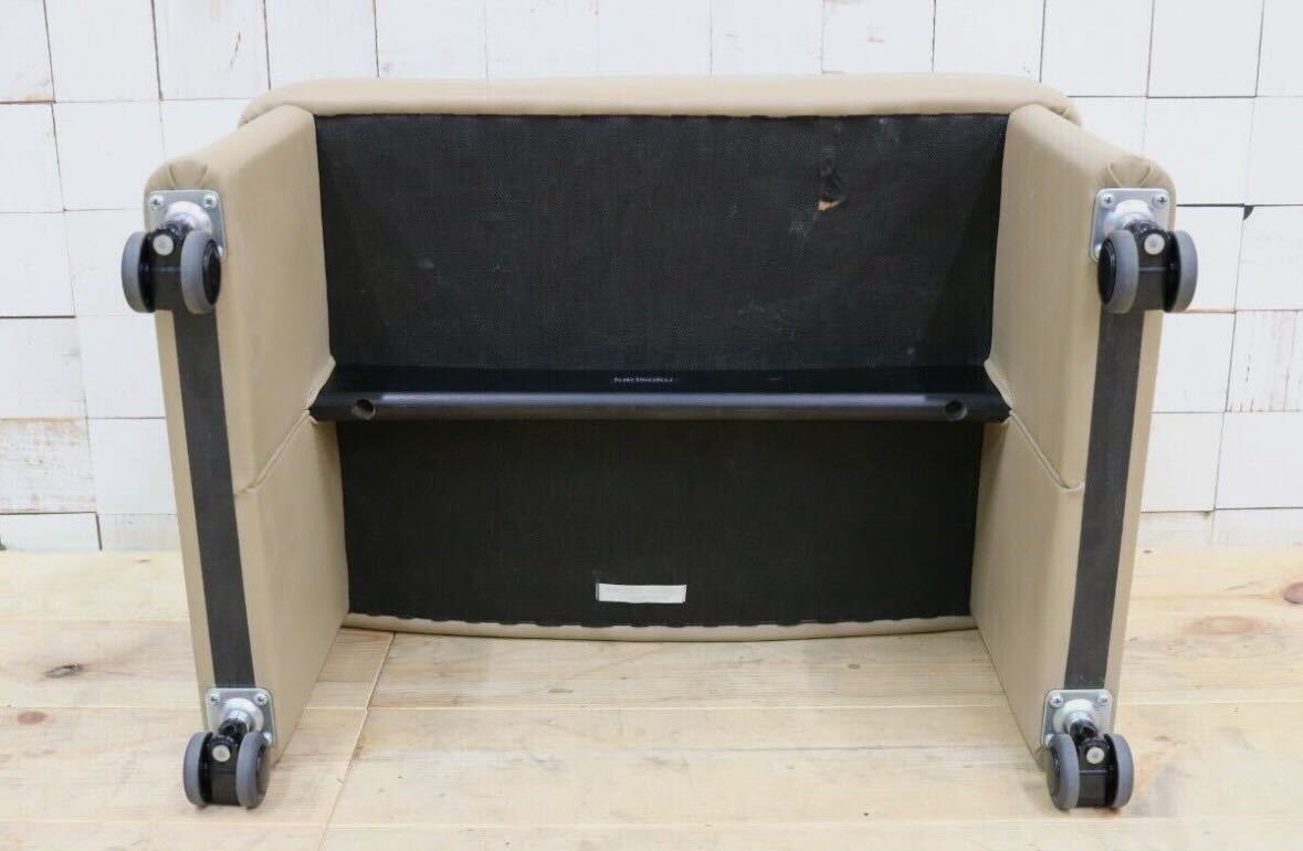 GMEH2J○karimoku / カリモク XU4206 オットマン フットスツール キャスター付き ソフトレザー 定価約4.2万