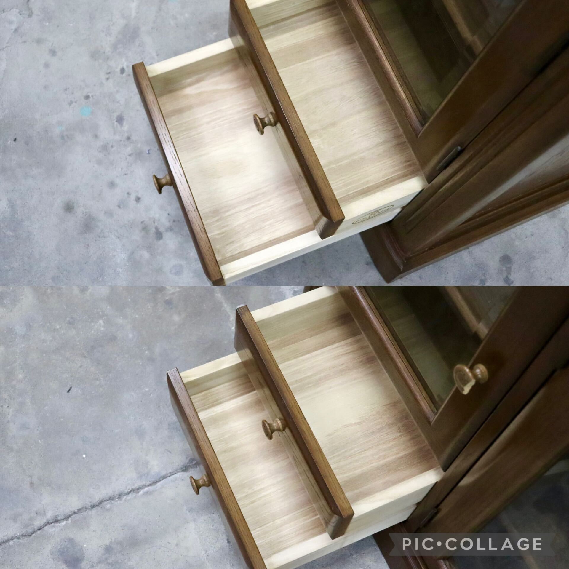 GMIS343○山室家具 ESPOIR エスポアール サイドボード リビングボード キャビネット 旭川家具 楢材 カントリー 飾り棚