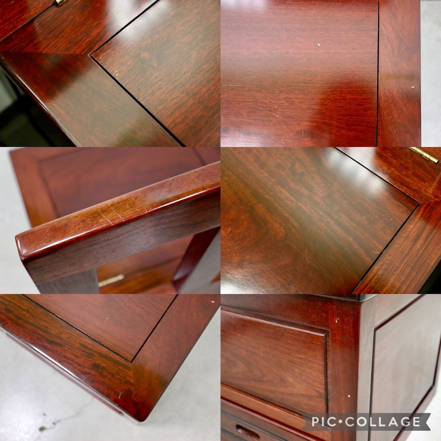 GMGS51A○唐木 花梨 無垢材 ダイニングチェア 囲炉裏チェア 2脚セット 食卓椅子 和家具 収納付き 炉端 和モダン レトロ アンティーク 希少