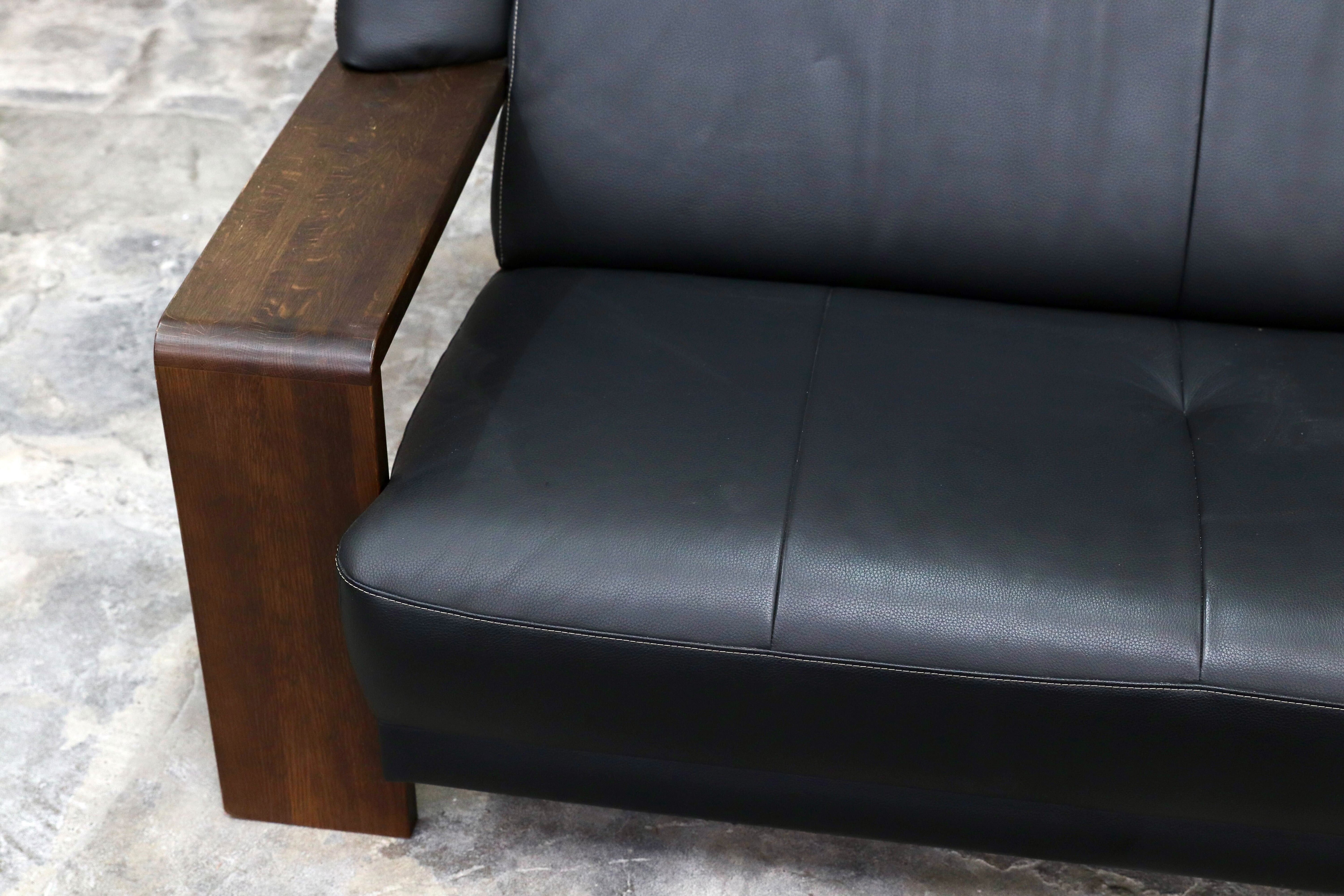 GMIH105○Chitano / チターノ 2人掛けソファ ラブソファ 長椅子 前革 ブラック ハイバック karimoku カリモク 2シーター