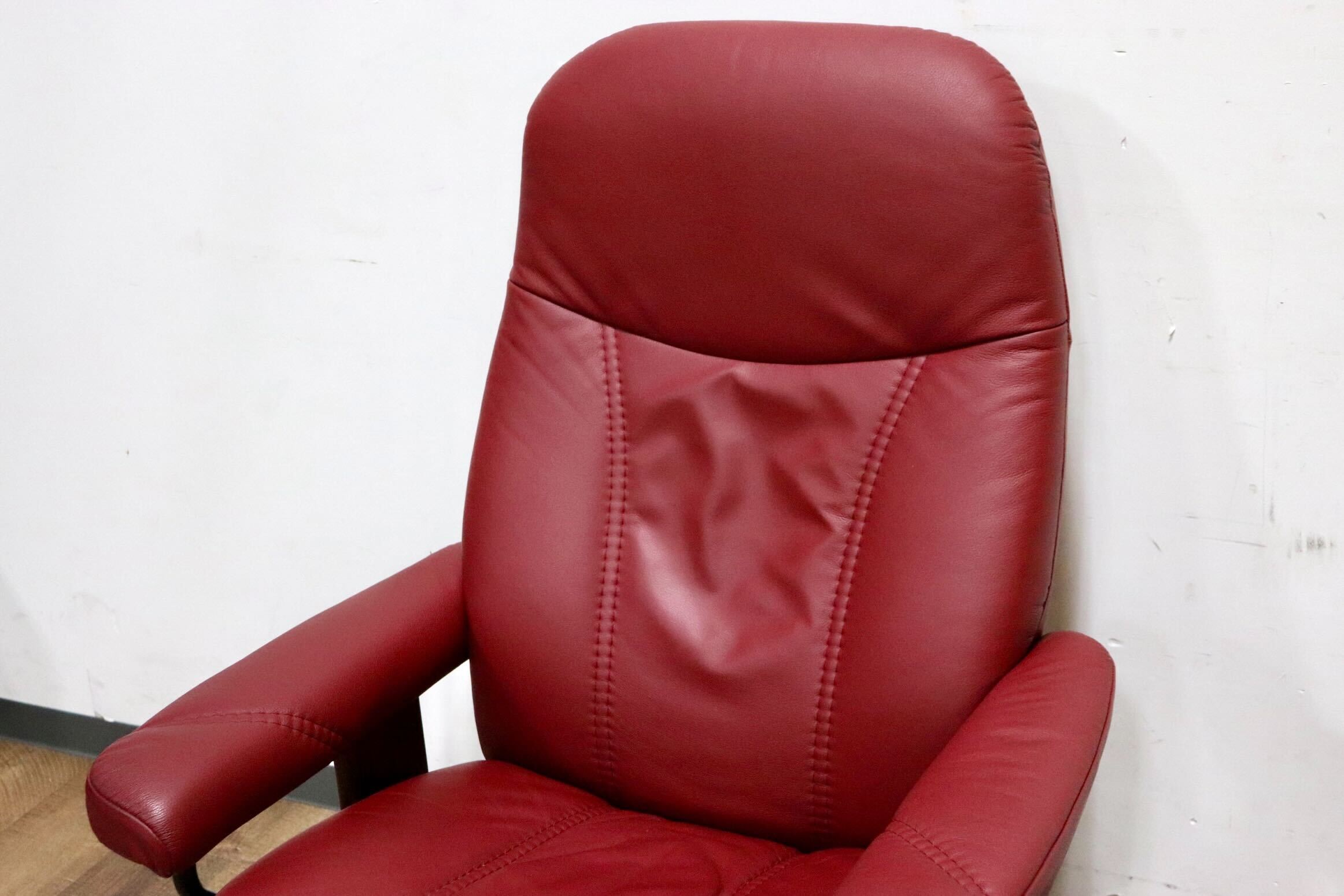 GMHK854○EKORNES / エコーネス コンサル リクライニングチェア パーソナルチェア 北欧 ノルウェー 本革 ワインレッド 定価約24万 美品