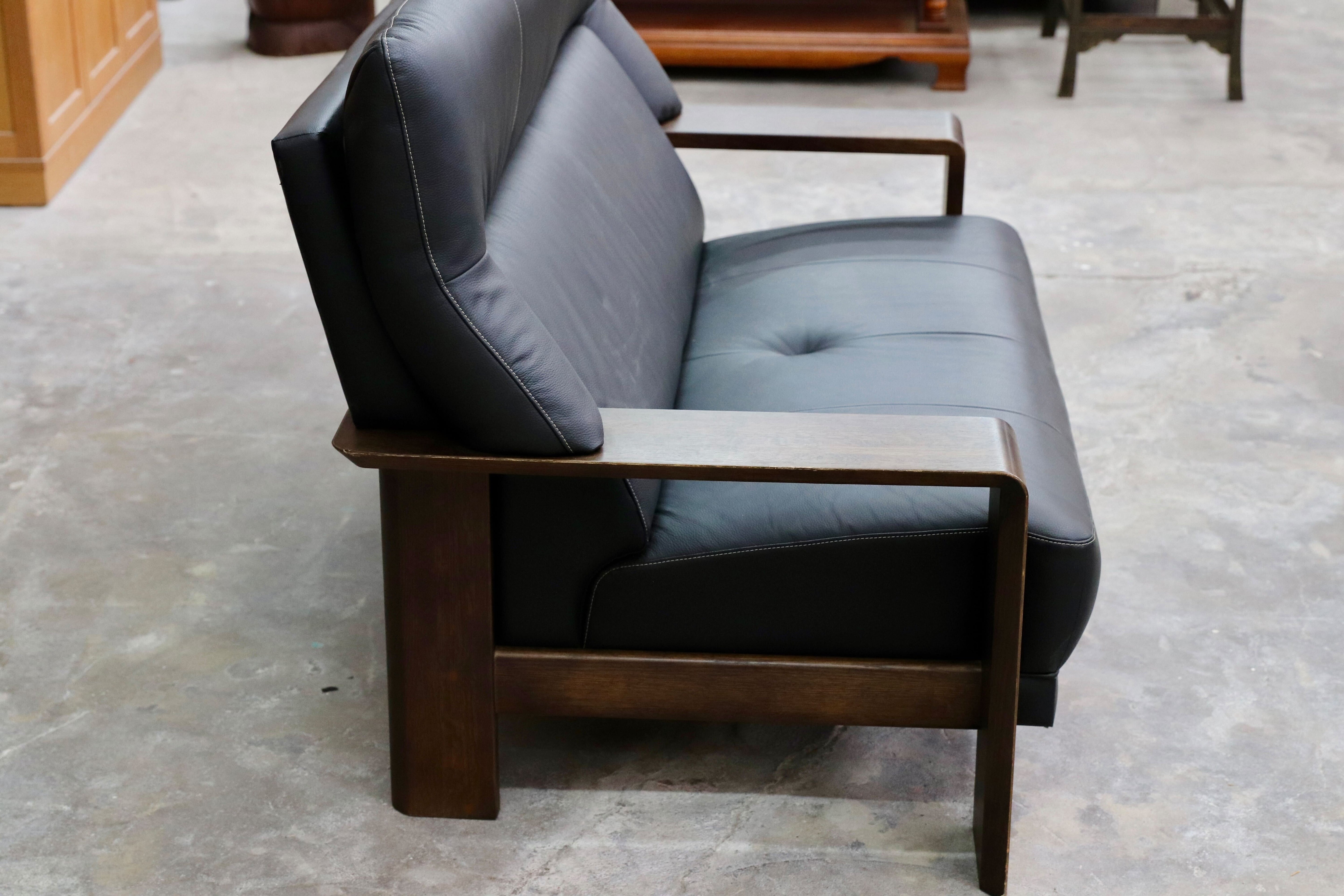 GMIH105○Chitano / チターノ 2人掛けソファ ラブソファ 長椅子 前革 ブラック ハイバック karimoku カリモク 2シーター