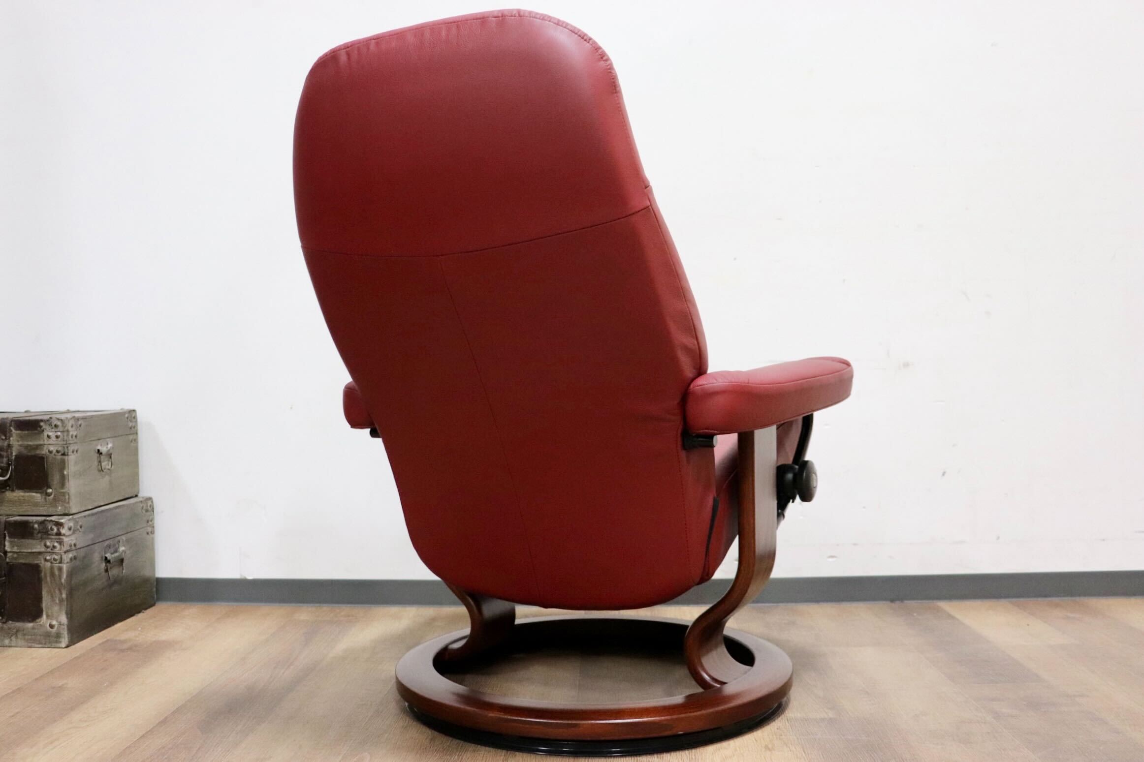 GMHK854○EKORNES / エコーネス コンサル リクライニングチェア パーソナルチェア 北欧 ノルウェー 本革 ワインレッド 定価約24万 美品