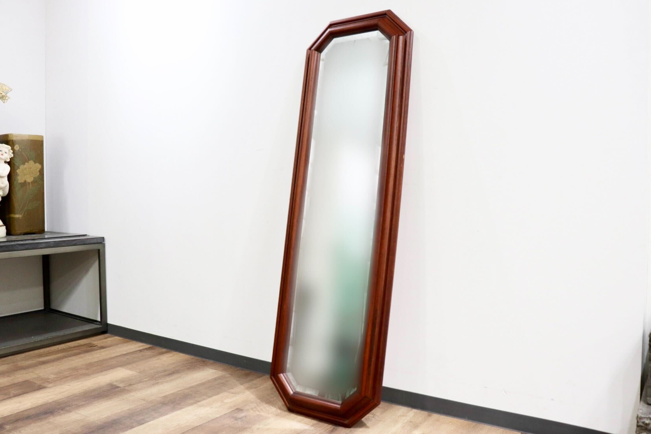 GMHO129○西洋 アンティーク イタリア ウォールミラー 姿見 全身鏡 壁掛け スタンドミラー 木製フレーム