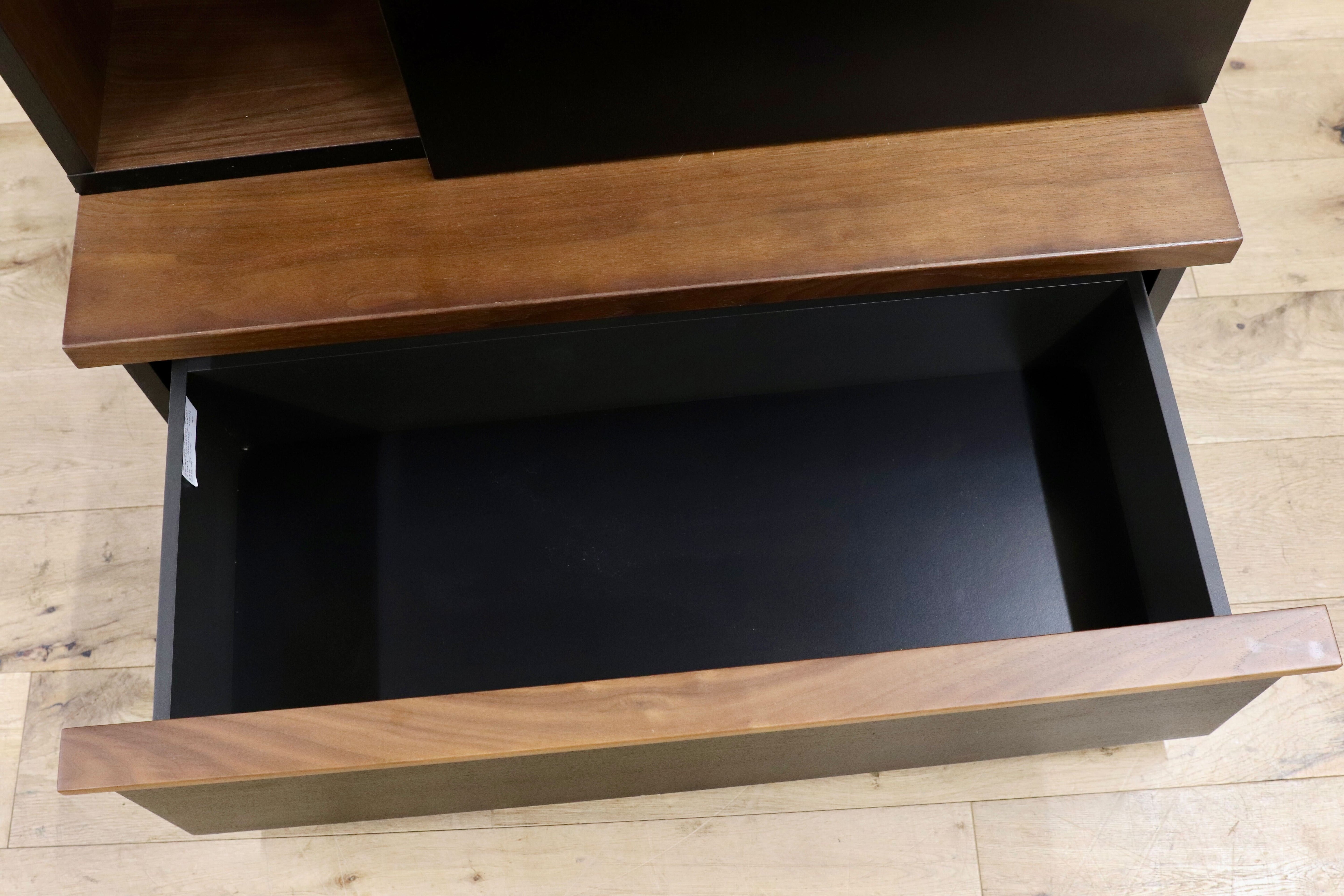 GMIH385○ミモザ オープンラック ミドルキャビネット ウォールナット ブラック モダン 棚 リビングボード 壁面収納