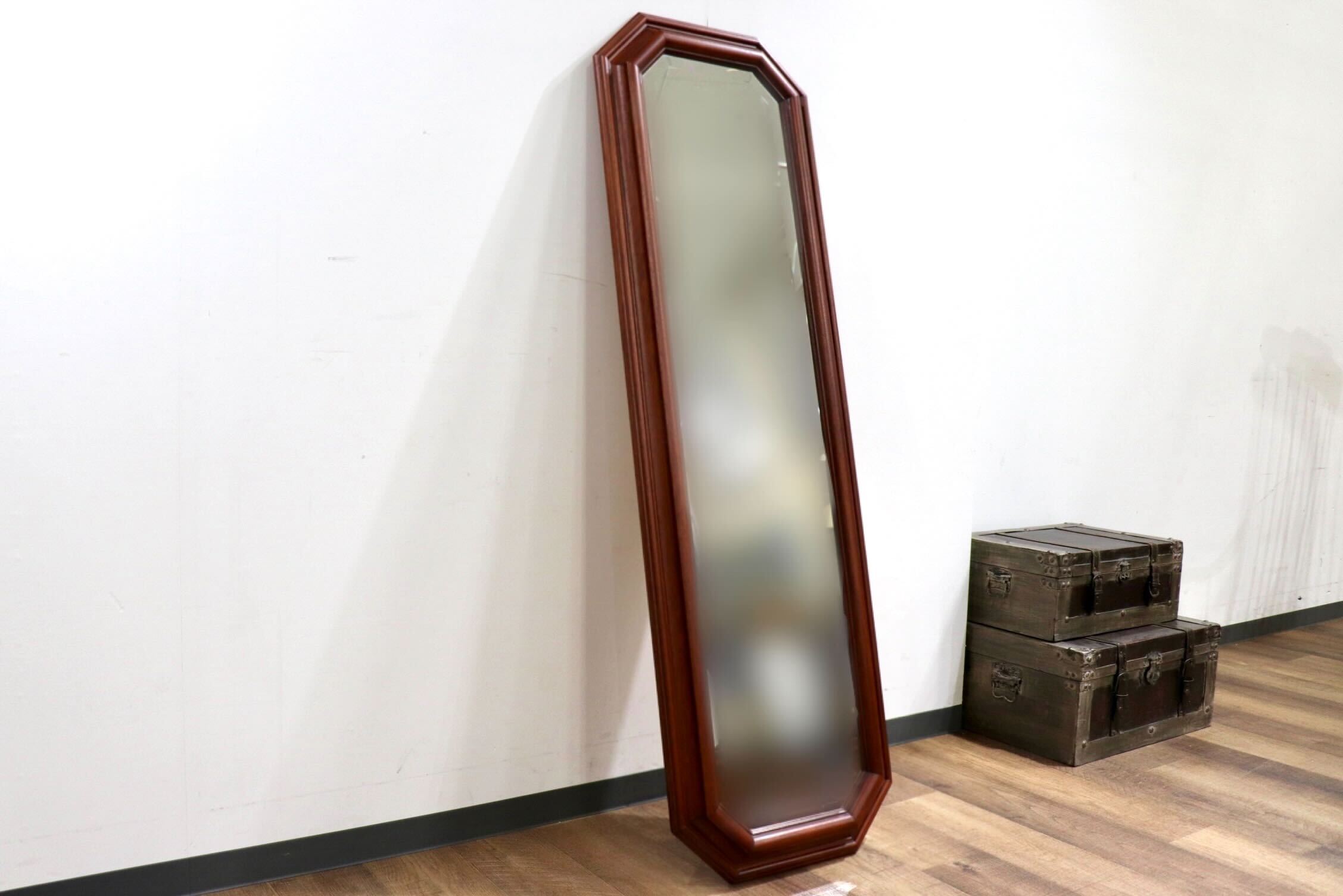 GMHO129○西洋 アンティーク イタリア ウォールミラー 姿見 全身鏡 壁掛け スタンドミラー 木製フレーム