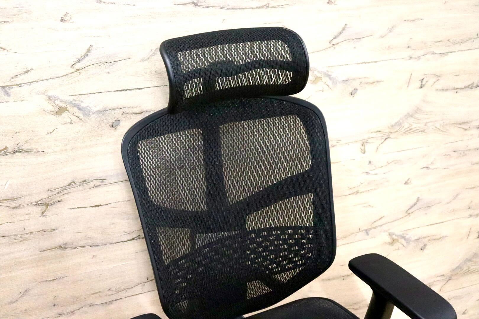 GMHN188A○Ergohuman / エルゴヒューマン enjoy エンジョイ オフィスチェア ヘッドレスト ブラックメッシュ 椅子 定価約10万 美品