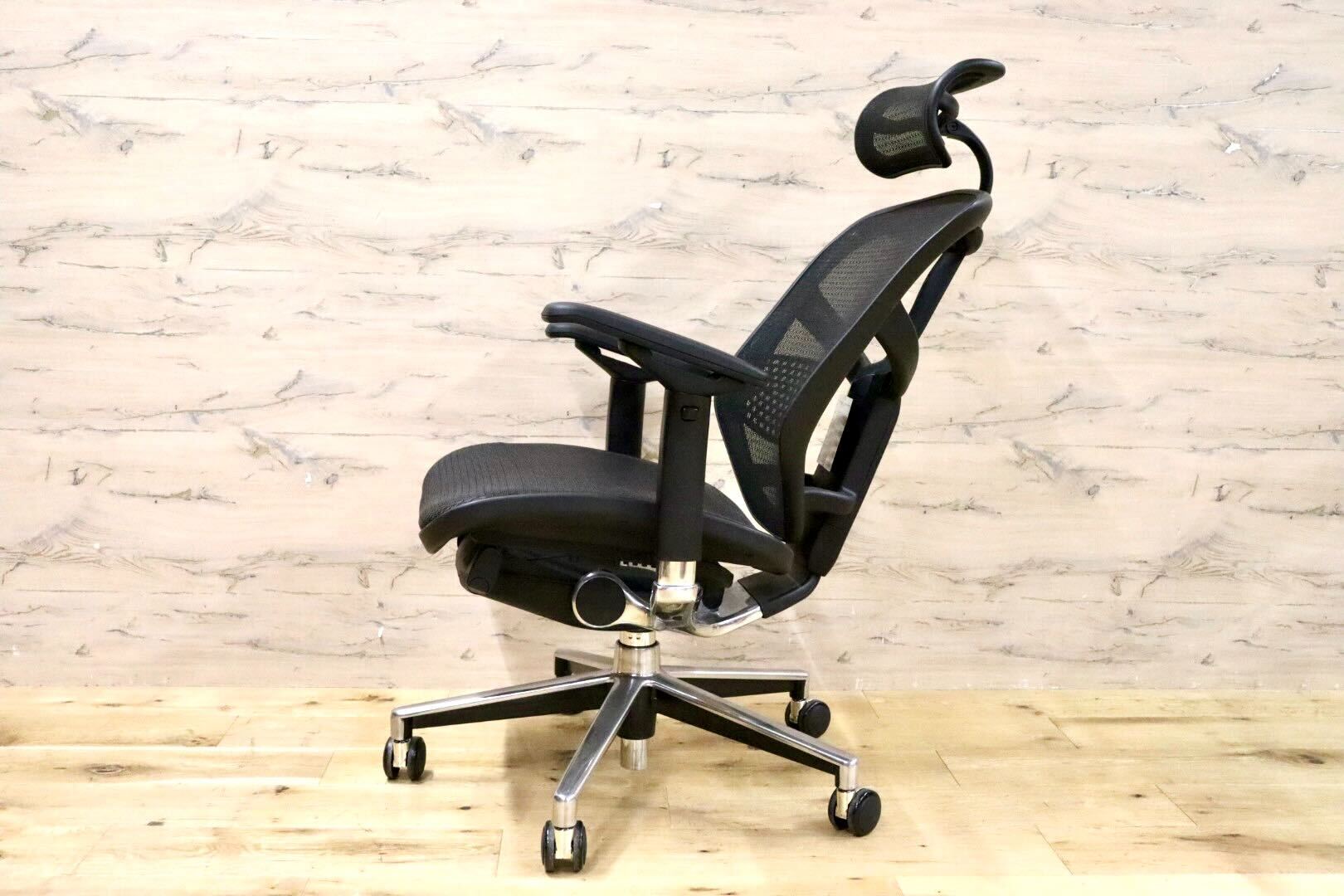 GMHN188A○Ergohuman / エルゴヒューマン enjoy エンジョイ オフィスチェア ヘッドレスト ブラックメッシュ 椅子 定価約10万 美品