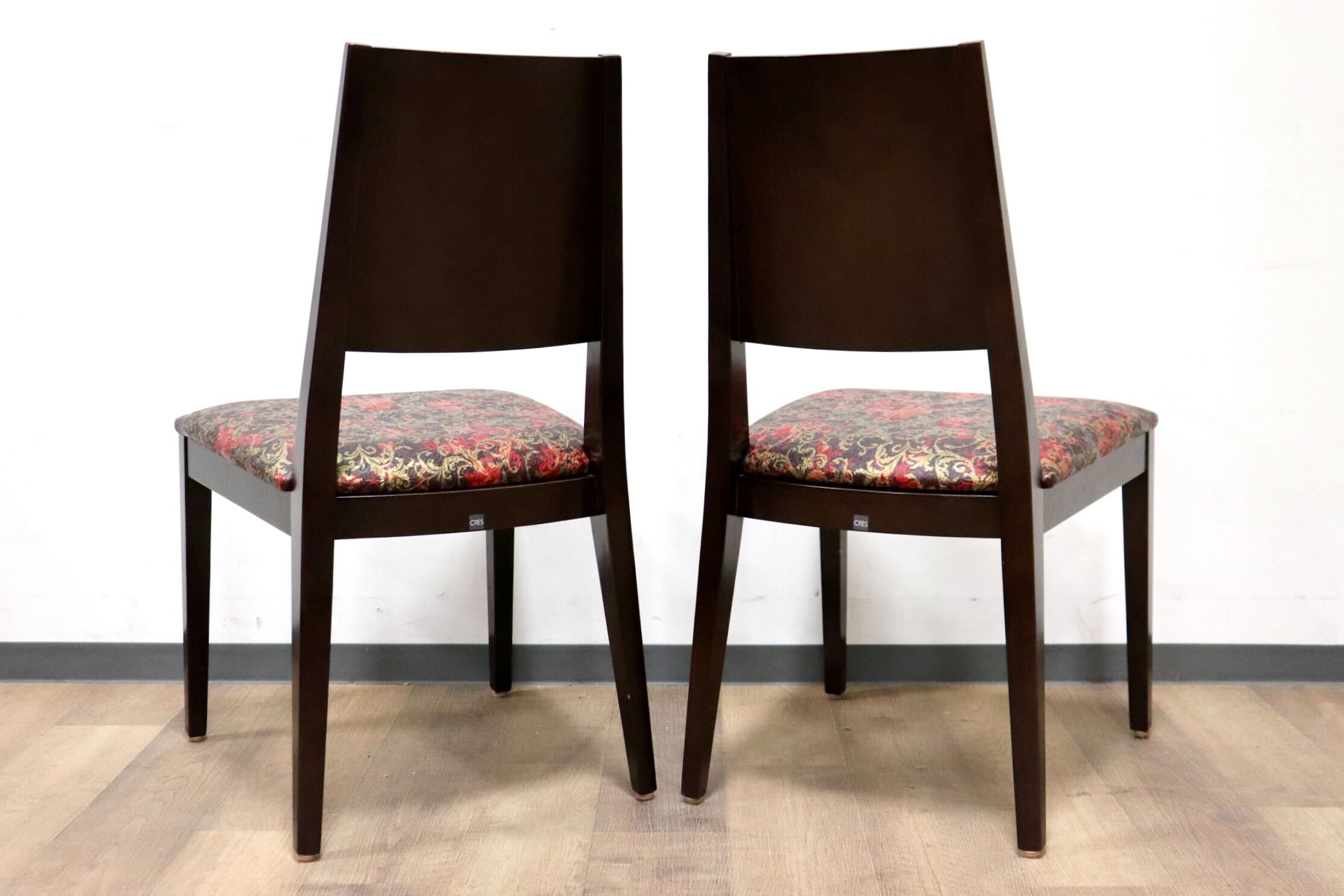 GMHH21F○CRES ダイニングチェア 椅子 2脚セット 食卓椅子 アームレスチェア 木製 合皮 ボタニカル モダン レトロ 店舗 カフェ 喫茶 美品