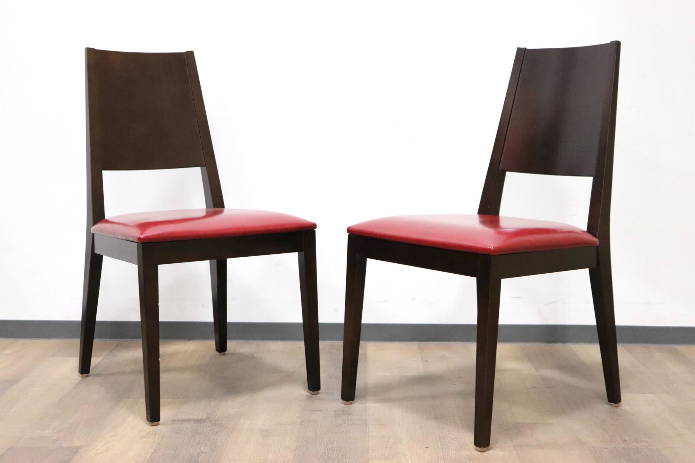 GMHH21G○CRES ダイニングチェア 椅子 2脚セット 食卓椅子 アームレスチェア 木製 合皮 ボタニカル モダン レトロ 店舗 カフェ 喫茶 美品