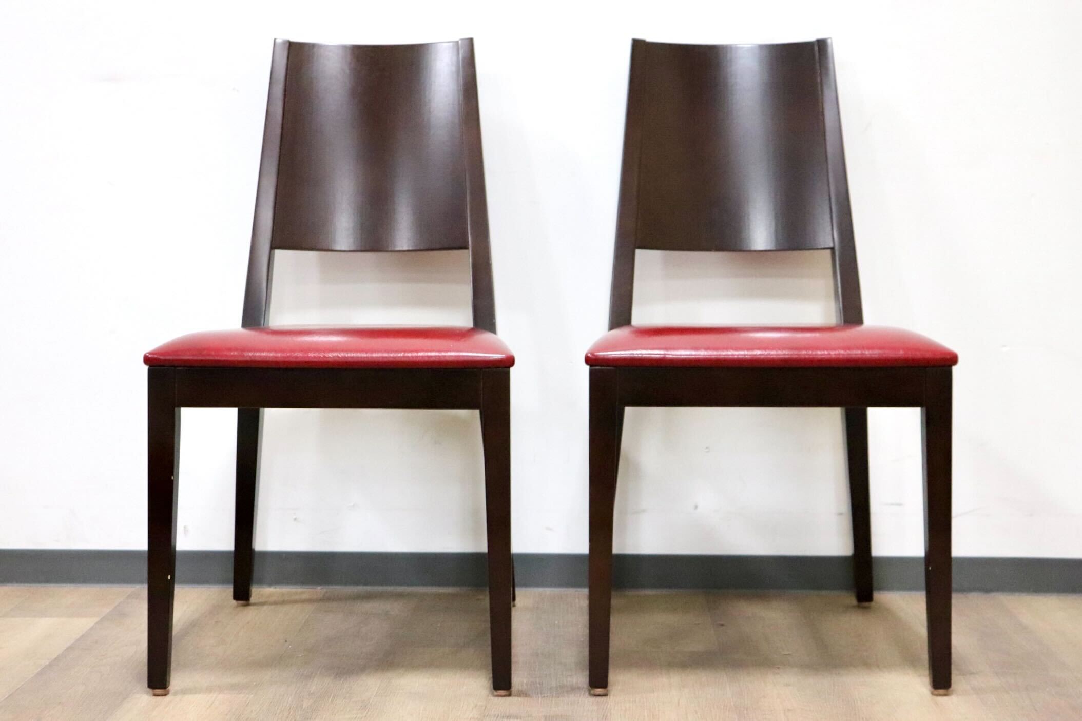 GMHH21G○CRES ダイニングチェア 椅子 2脚セット 食卓椅子 アームレスチェア 木製 合皮 ボタニカル モダン レトロ 店舗 カフェ 喫茶 美品