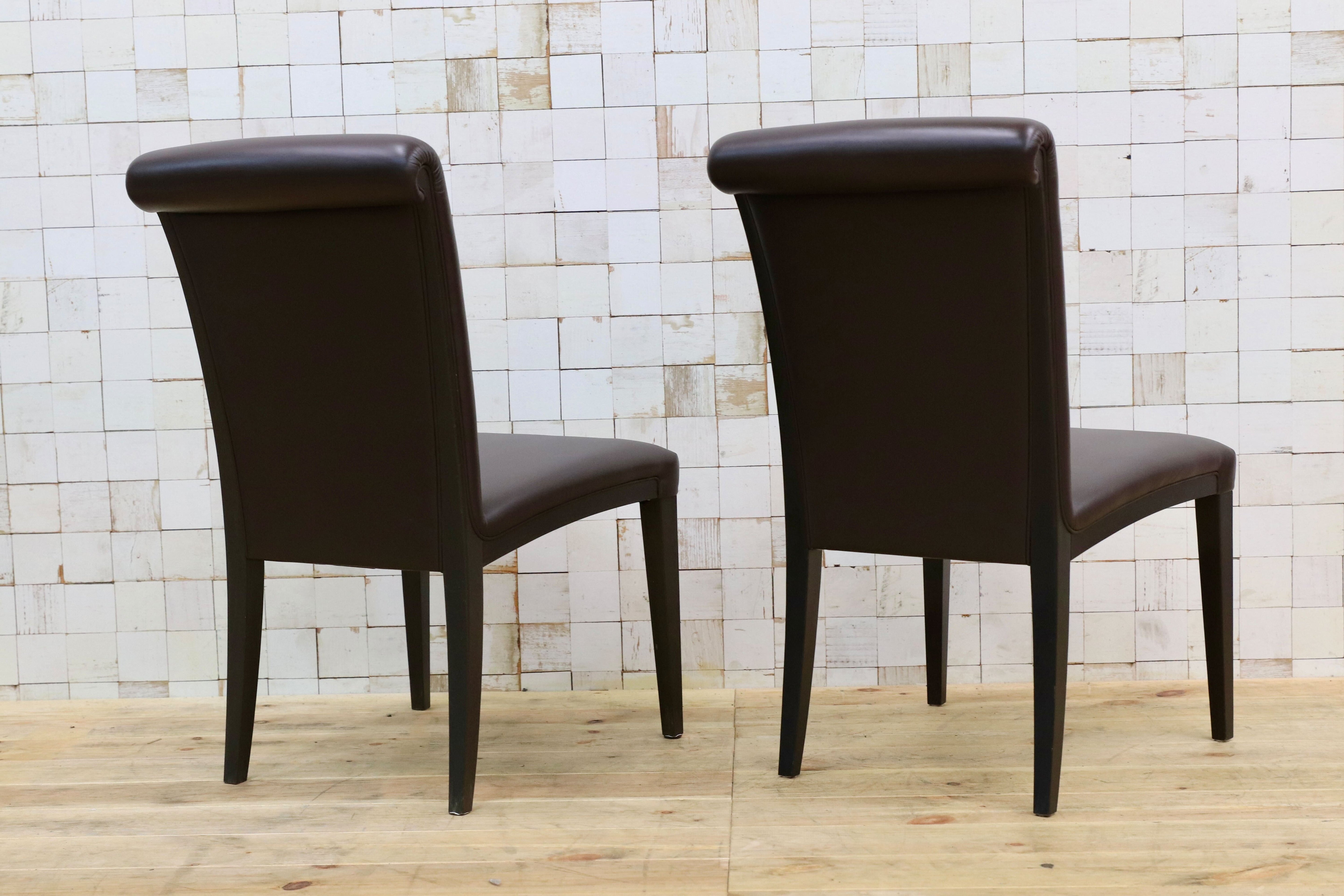 GMIK292B○Poltrona Frau / ポルトローナフラウ Vittoria ヴィットリア ダイニングチェア 椅子 本革 IDC大塚家具 2脚セット 定価約42.6万