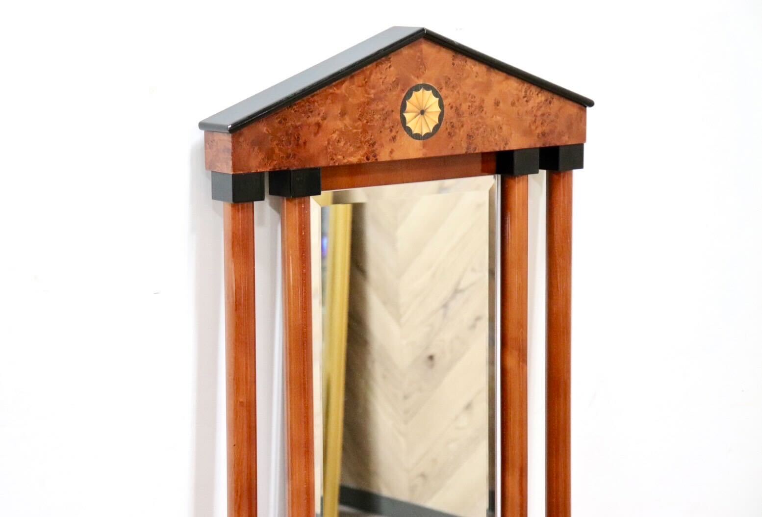 GMGN163B○イタリア製 最高級 鏡 ウォールミラー 姿見 壁掛け式 バーズアイメープル 象嵌細工 クラシック エレガント アンティーク 展示品