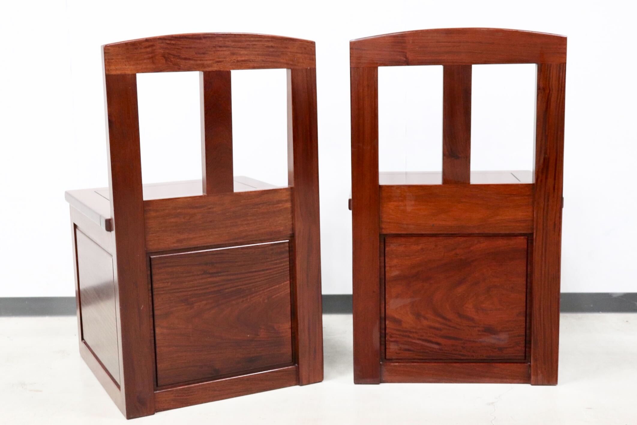 GMGS51A○唐木 花梨 無垢材 ダイニングチェア 囲炉裏チェア 2脚セット 食卓椅子 和家具 収納付き 炉端 和モダン レトロ アンティーク 希少