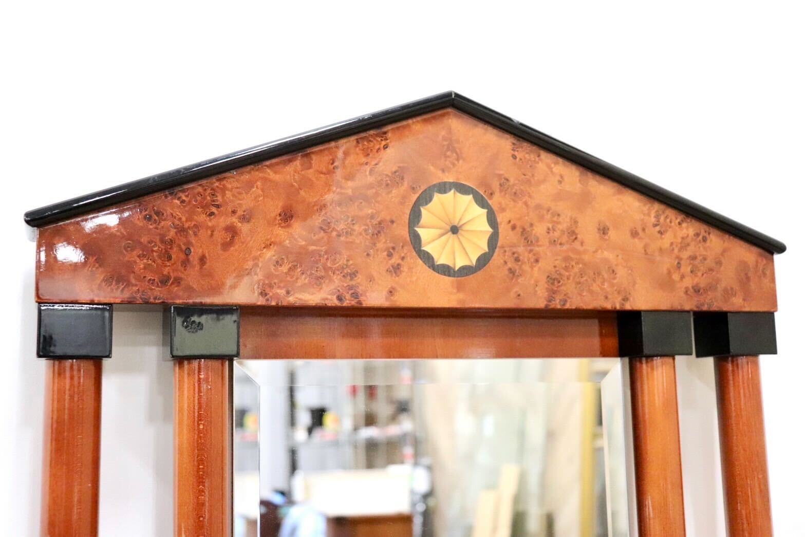 GMGN163B○イタリア製 最高級 鏡 ウォールミラー 姿見 壁掛け式 バーズアイメープル 象嵌細工 クラシック エレガント アンティーク 展示品