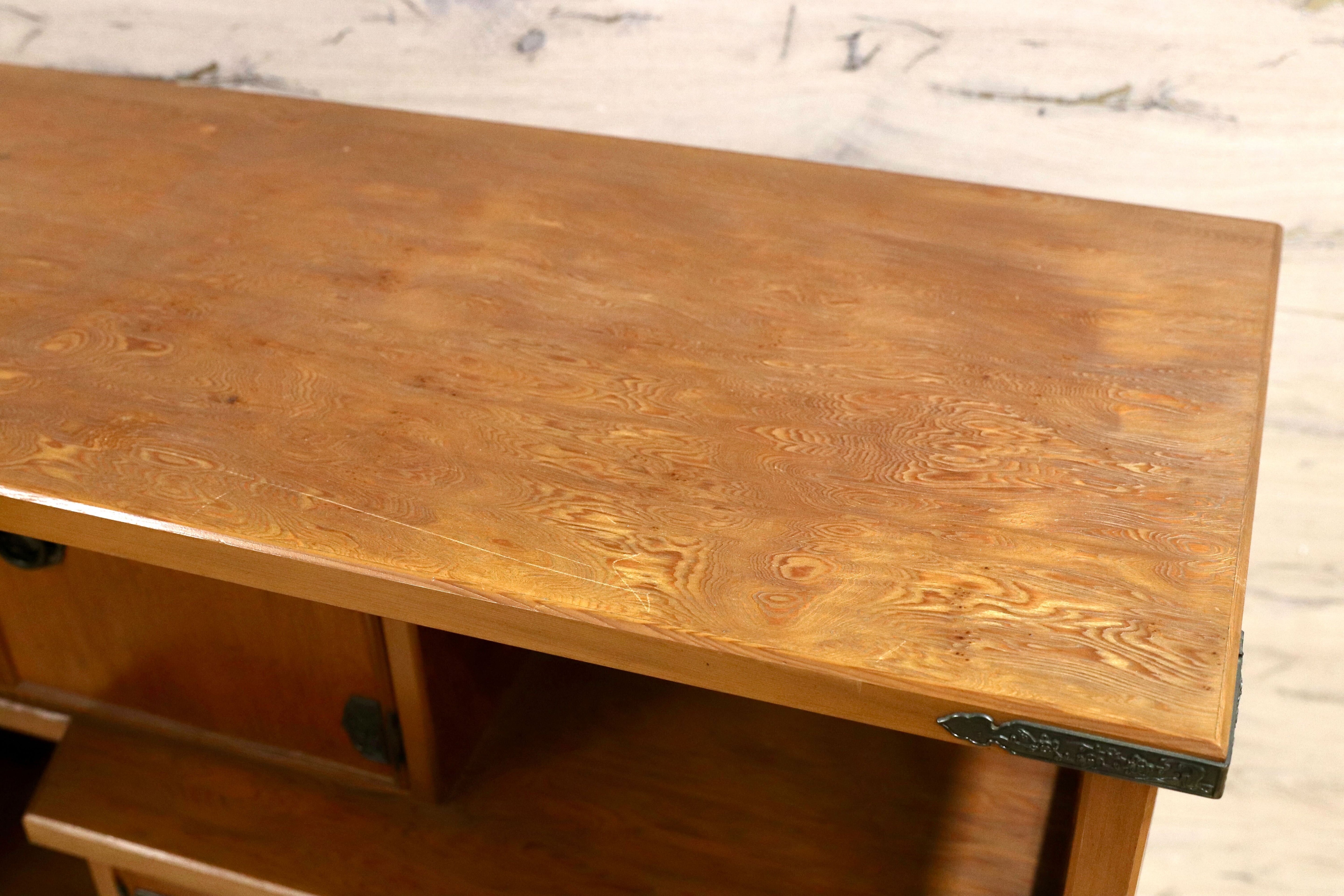 GMIH386○世界遺産屋久杉 茶棚 サイドボード リビングボード 飾り棚 シェルフ ラック 和家具 和モダン レトロ アンティーク 古民家