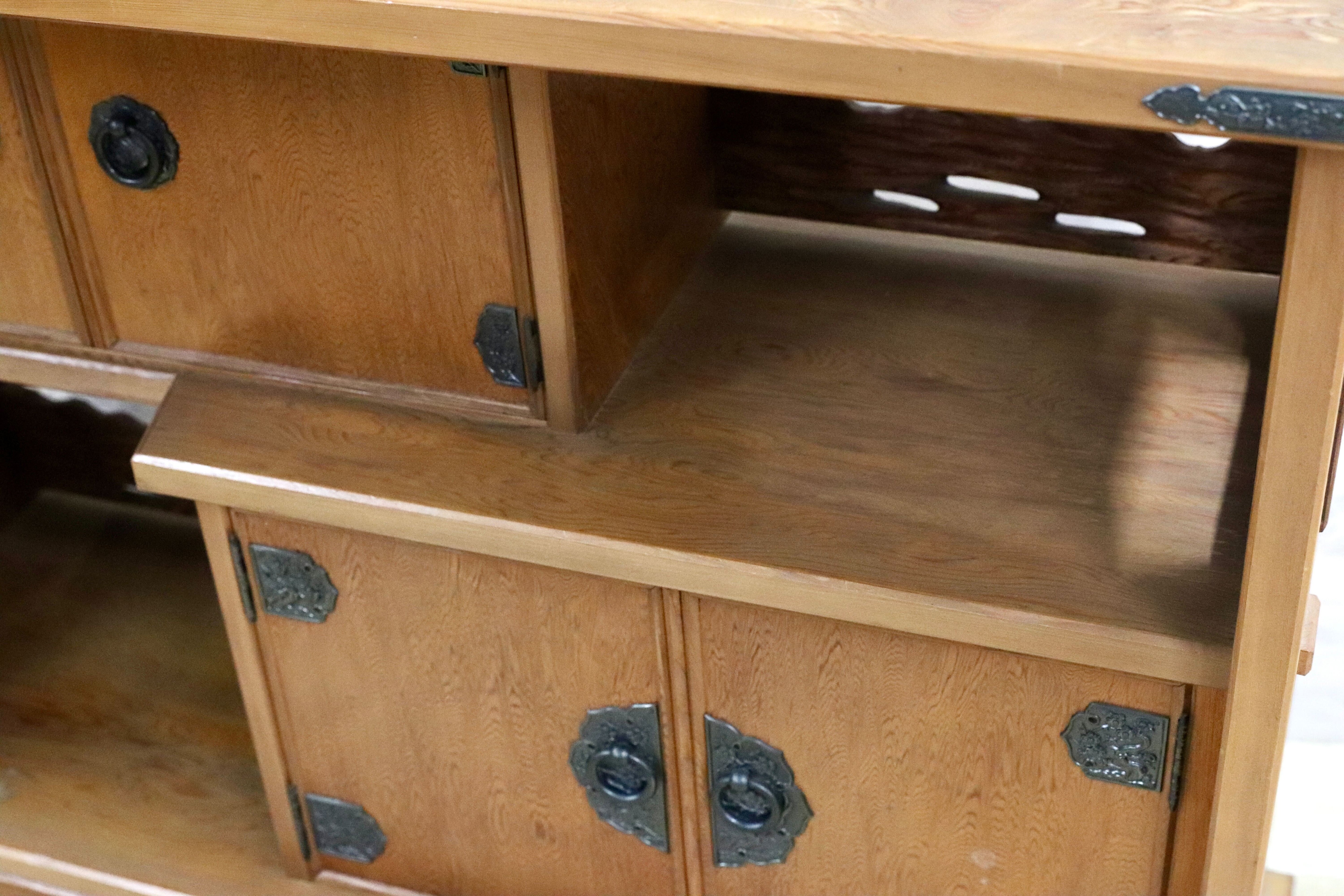 GMIH386○世界遺産屋久杉 茶棚 サイドボード リビングボード 飾り棚 シェルフ ラック 和家具 和モダン レトロ アンティーク 古民家