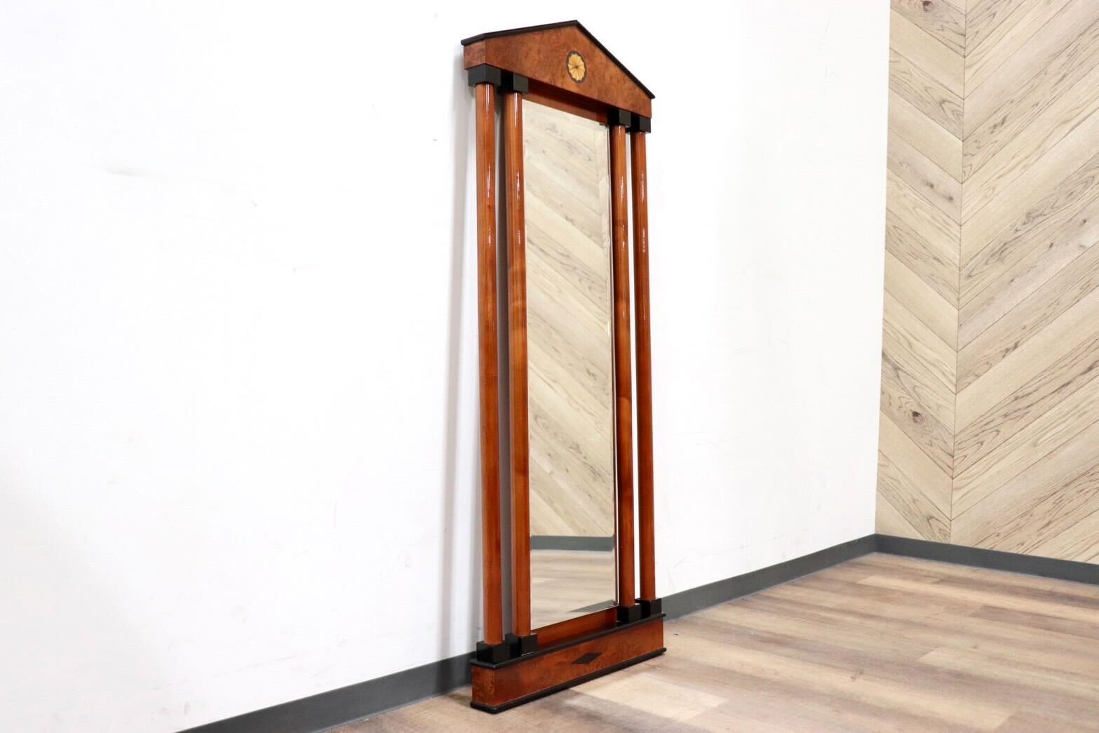 GMGN163B○イタリア製 最高級 鏡 ウォールミラー 姿見 壁掛け式 バーズアイメープル 象嵌細工 クラシック エレガント アンティーク 展示品