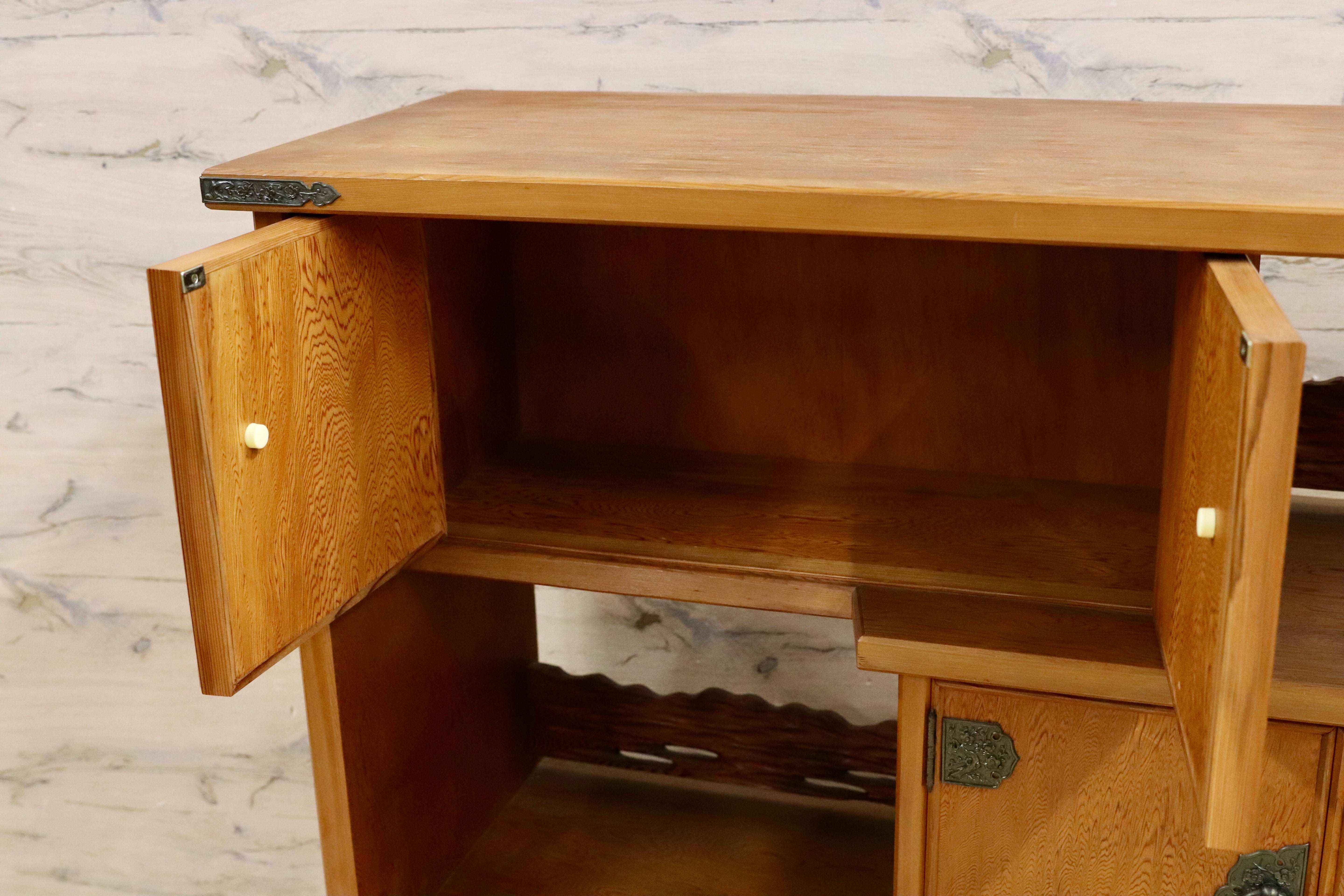 GMIH386○世界遺産屋久杉 茶棚 サイドボード リビングボード 飾り棚 シェルフ ラック 和家具 和モダン レトロ アンティーク 古民家