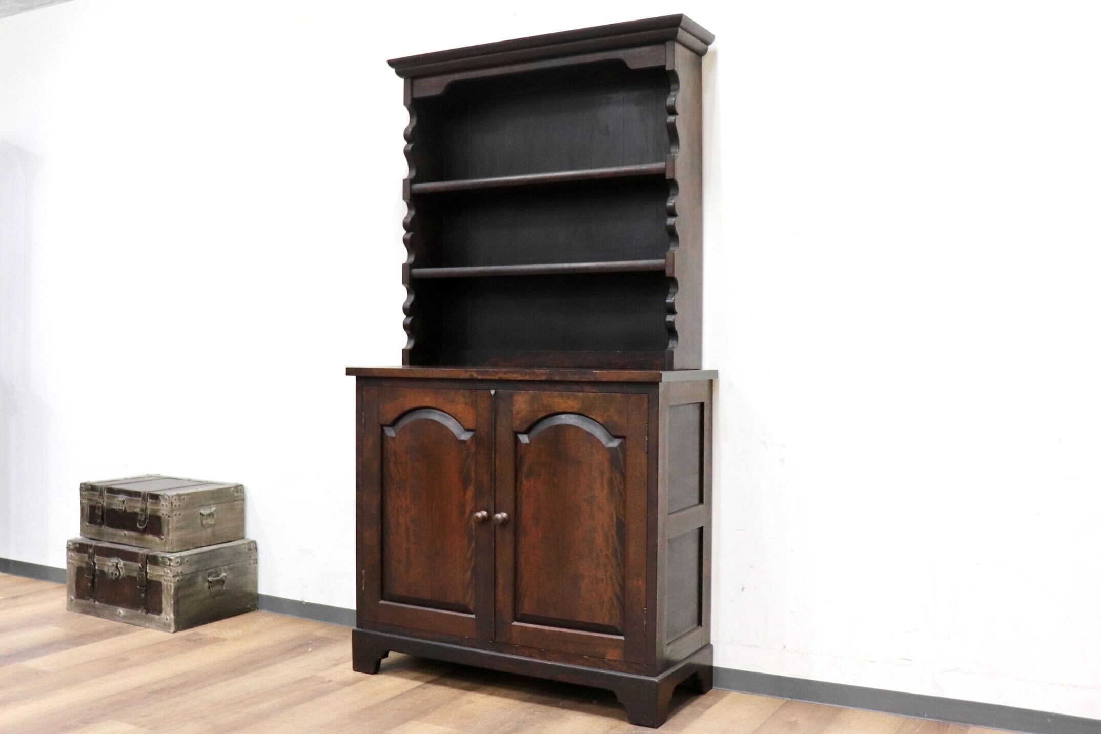 GMHH404B○松本民芸家具 36型 食器棚 カップボード 飾り棚 キャビネット 最高級 ミズメザクラ 無垢材 和家具 レトロ 和モダン 定価約39万