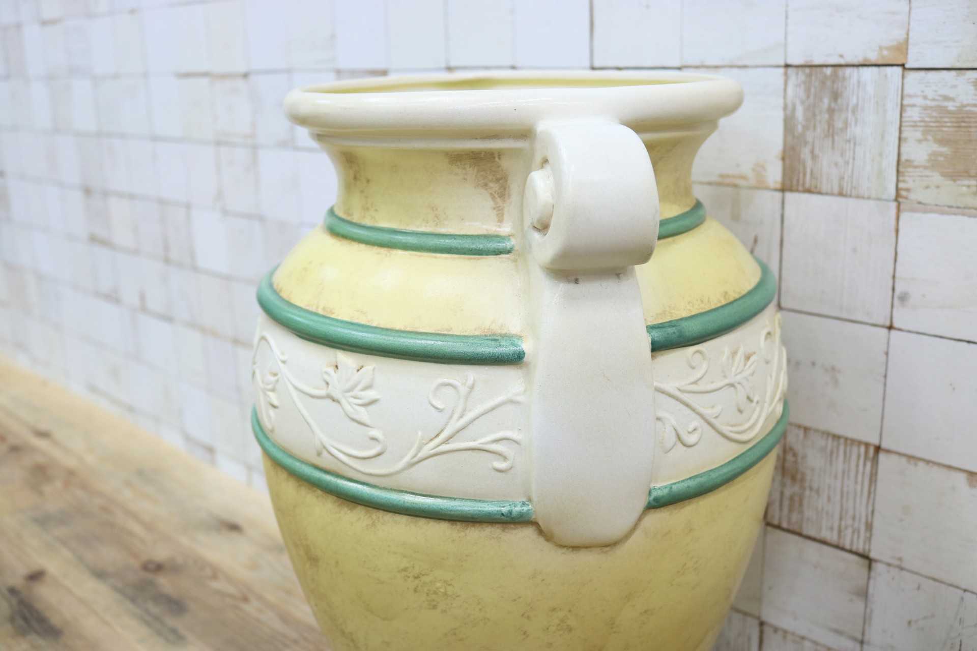 GMHS107◯イタリア製 傘立て アンブレラスタンド 花瓶 フラワーベース 陶器 壺 花器 オブジェ インテリア ヨーロピアン アンティーク