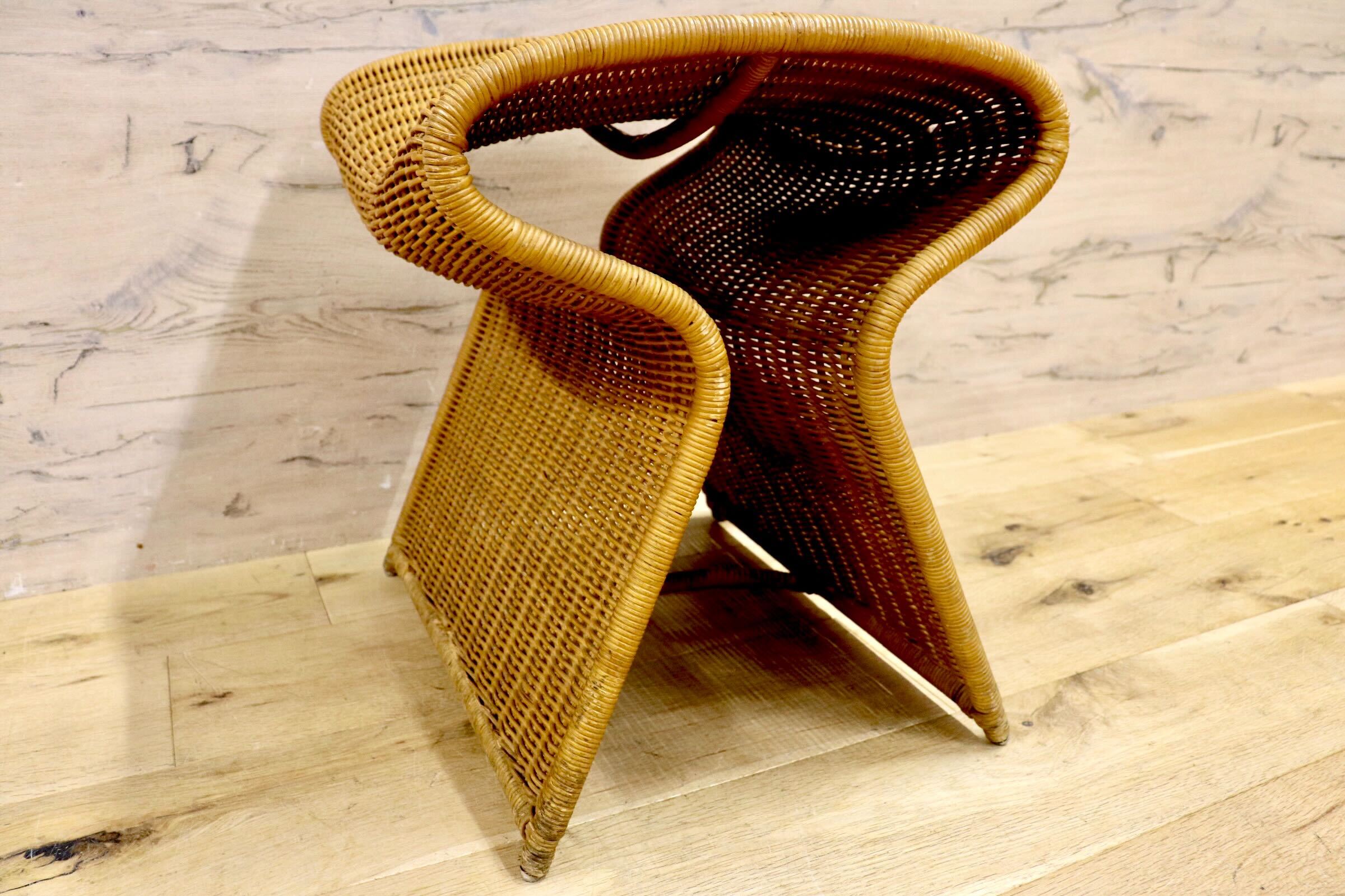 GMIK564B○IDEE / イデー SHROOM WICKER シュルーム ウィッカー ラタンスツール 籐 オットマン サイドチェア 定価約4万 腰掛け チェア